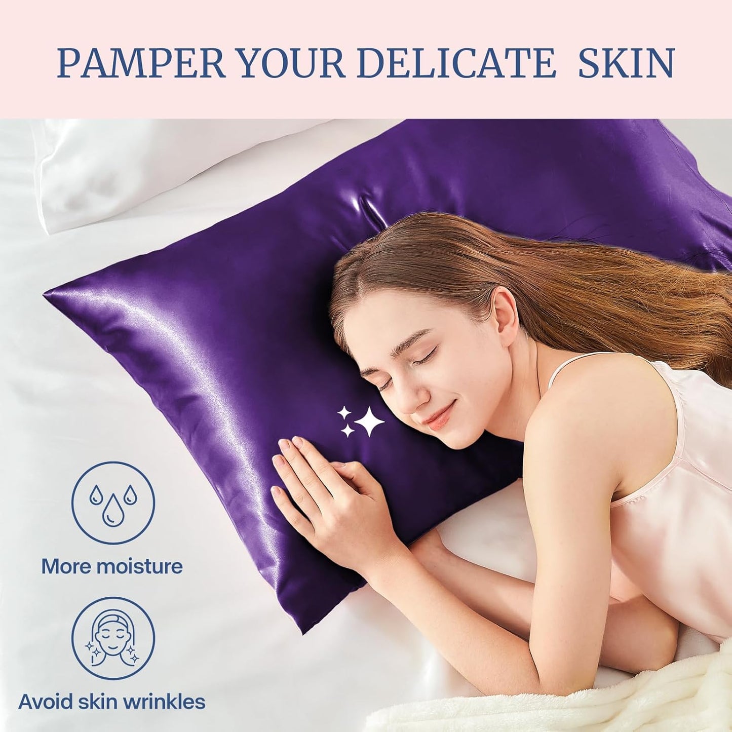BEDELITE Satin Pillowcase for Hair and Skin, Super Soft Similar to Silk Pillow Cases 4 Pack with Envelope Closure, Cooling Pillowcases for Women Men (20"x40" King Size, Plum Purple)