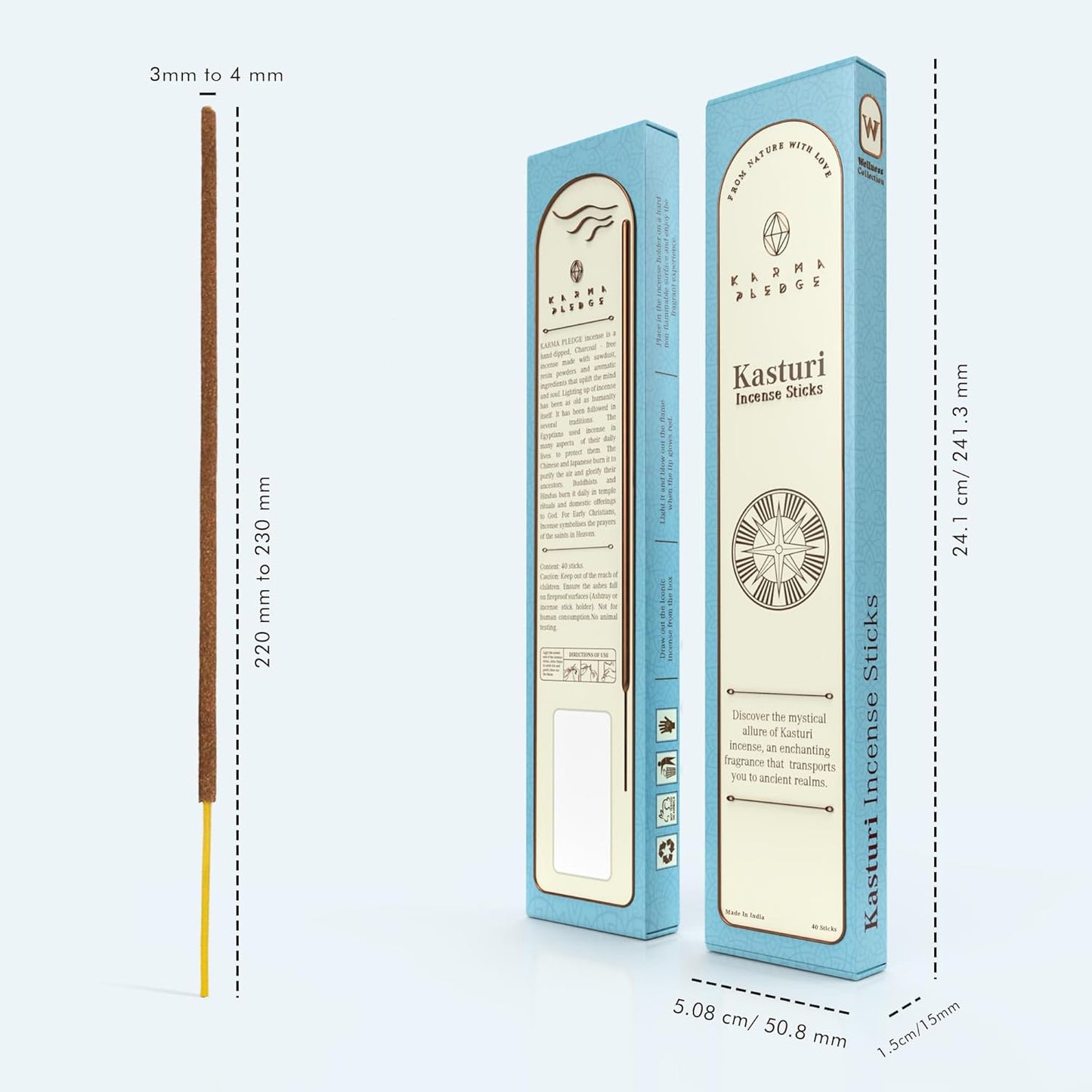 Kasturi Incense Sticks, Organic Hand Dipped Incense, Natural Herbs & Aromatic Ingredients, Contain 40 Sticks Inside, Burn Time 45 to 60 Minutes, Spiritual Gifts, Bliss Incense by Karma Pledge