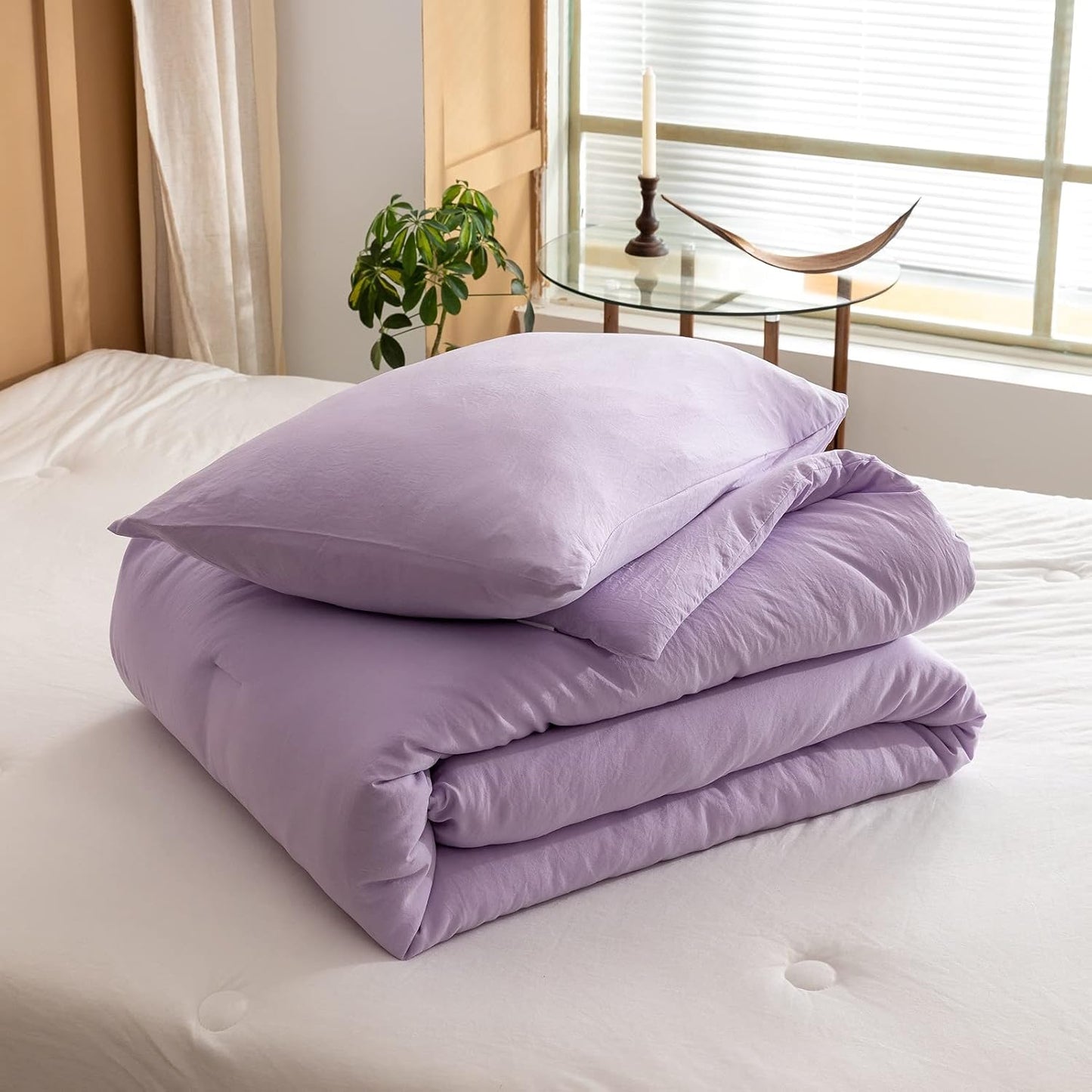 ROSGONIA Twin/Twin XL Comforter Set for College Girls Boys Lavender, 1 Purple Comforter & 1 Pillowcase Lightweight Kids Comforter Soft Dorm Bedding