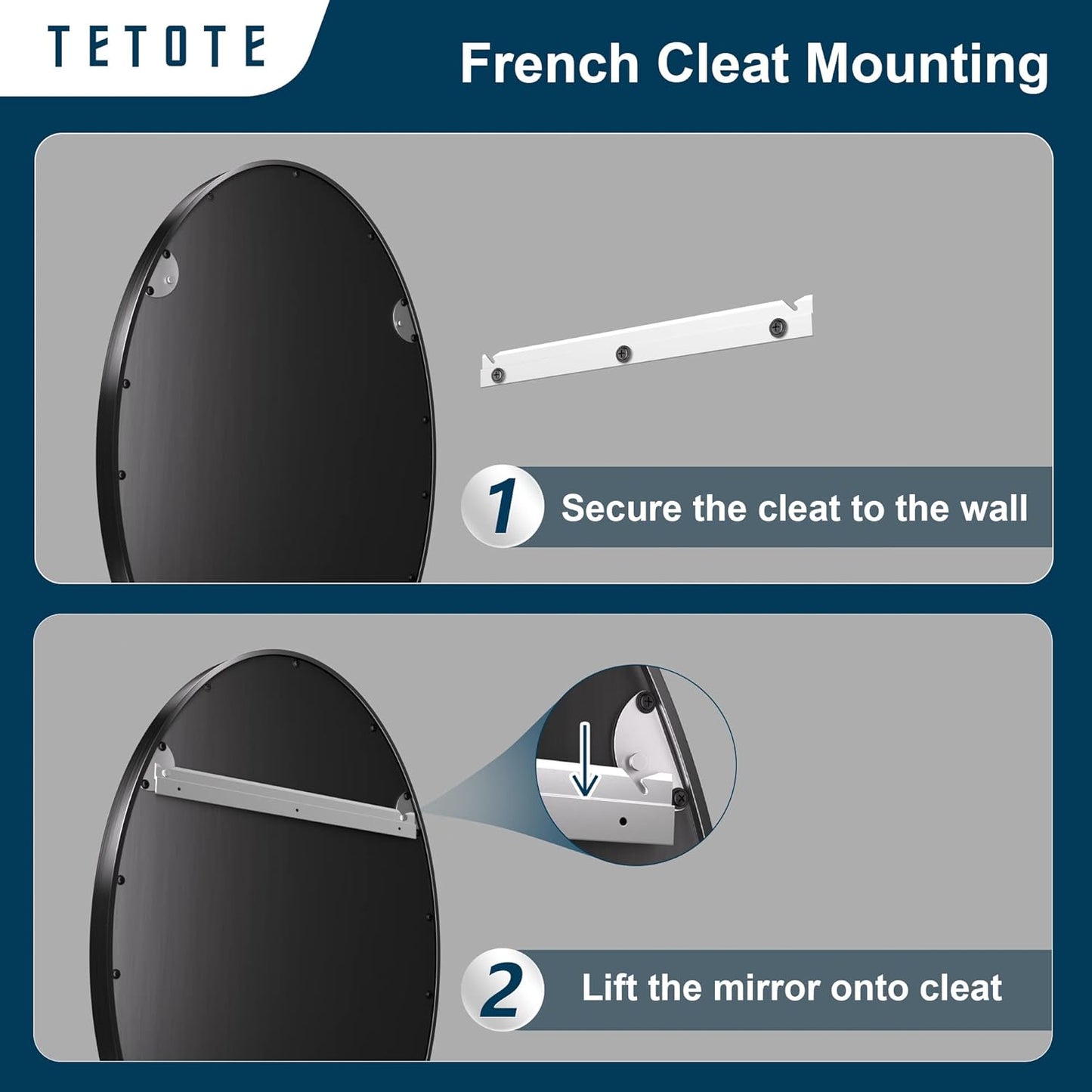 TETOTE Black Oval Bathroom Mirror, 24 x 36 Matte Black Framed Wall Mounted Mirror for Vanity, Modern Decorative Shatterproof Oval Wall Mirrors for Entryway, Living Room, Bedroom
