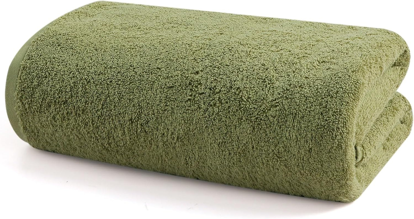 SEMAXE Green Bathroom Towel, 100% Cotton Bath Towel with Hanging Loop and Smart Tag, Hotel & Spa Quality Soft Absorbent Towel, Gift Box Packaging, 1 Pc Bath Towel, 55" L x 27" W