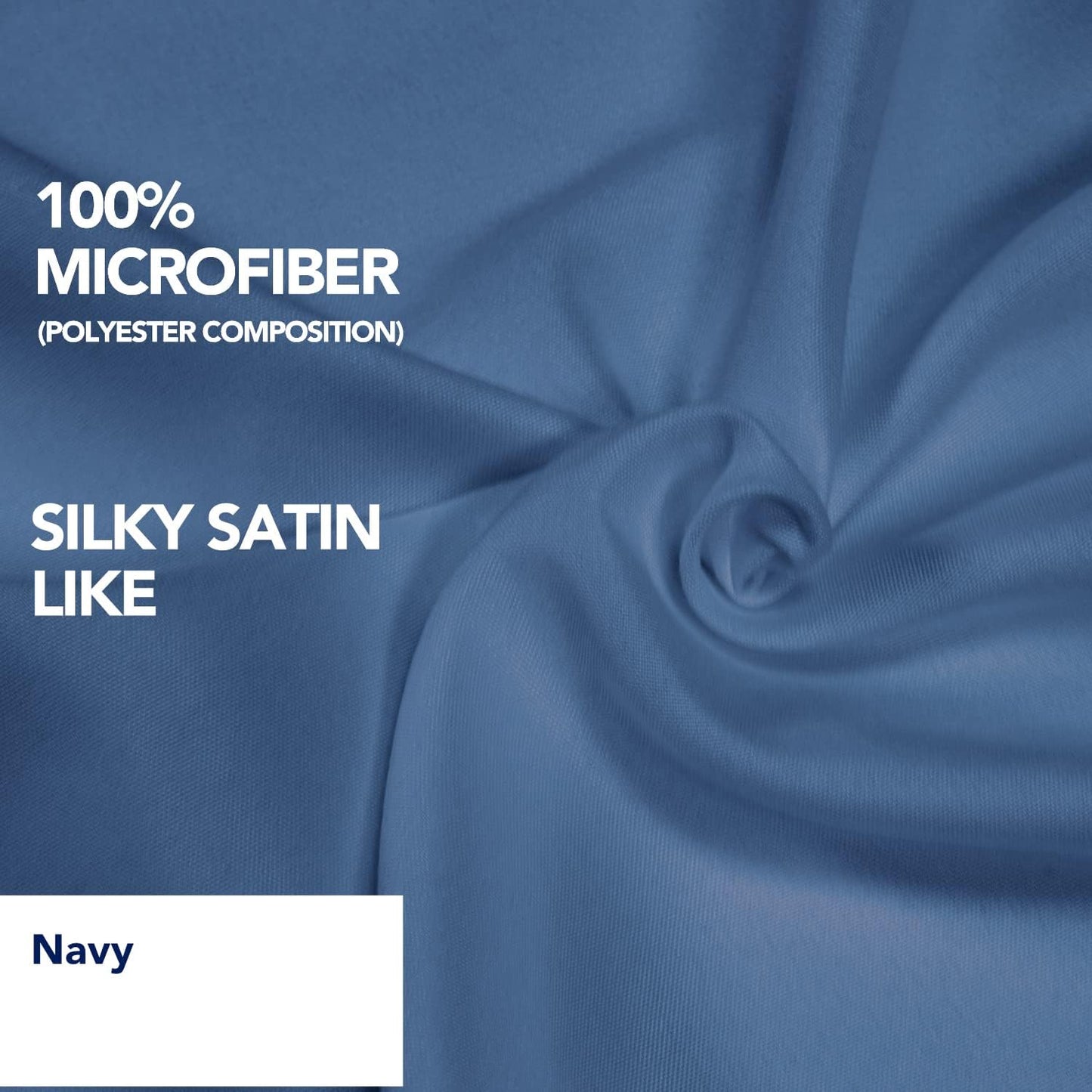 PureFit Wrap Around Ruffled Bed Skirt with Adjustable Elastic Belt - 14 Inch Drop Easy to Put On, Wrinkle Free Bedskirt Dust Ruffles, Bed Frame Cover for Queen, King and C-King Size Beds, Navy