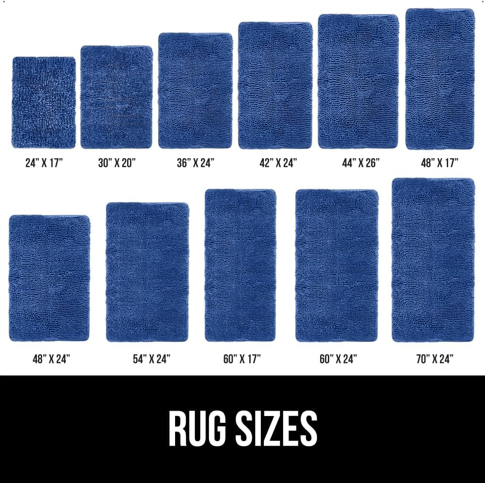 GORILLA GRIP Bath Rug Mat, Soft Absorbent Chenille, Quick Dry Microfiber Mats, Rubber Backing Washable Shower Floor Rugs, Bathmat Runner, US Designed Bathroom Home Decor Accessories 24x17 Royal Blue