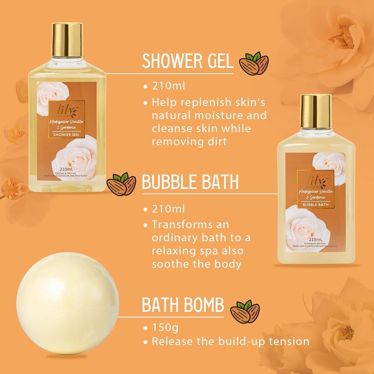 Christmas Gifts for Women - 18Pcs Vanilla Bath and Body Gift Basket Set for Women Spa Gift Baskets Spa Kit | Perfect Gifts for Valentines, Mothers Day, Birthday Gifts, Self Skin Care Gift Sets for Her