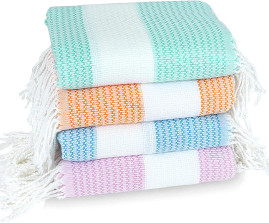 4 Pack Cotton Turkish Beach Towel Lightweight Thin Travel Vacation Essentials Oversized XL Towels Set for Pool Swim Bath Camping Cruise Accessories Absorbent Quick Dry Sand Free Bulk clearance Blanket