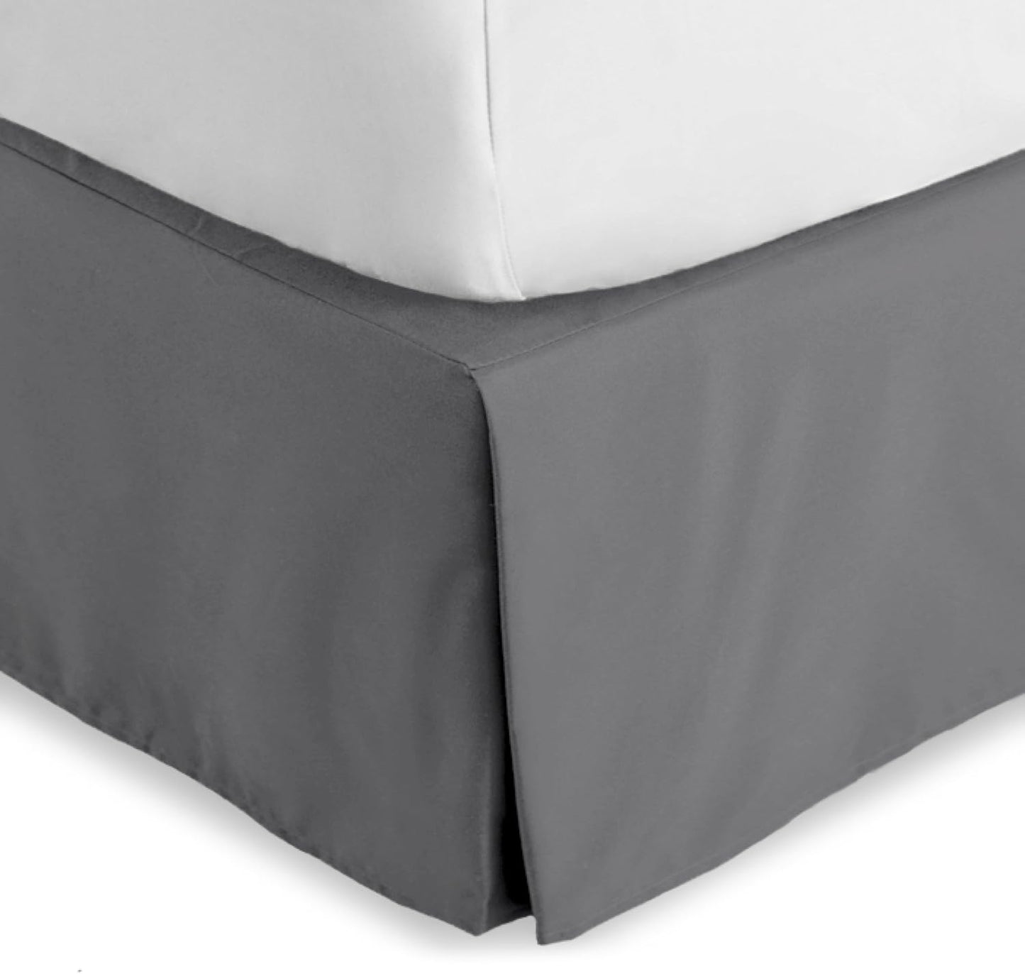 Bare Home Full Bed Skirt - 15-Inch Tailored Drop Easy Fit - Bed Skirt for Beds - Center & Corner Pleats (Full, Grey)