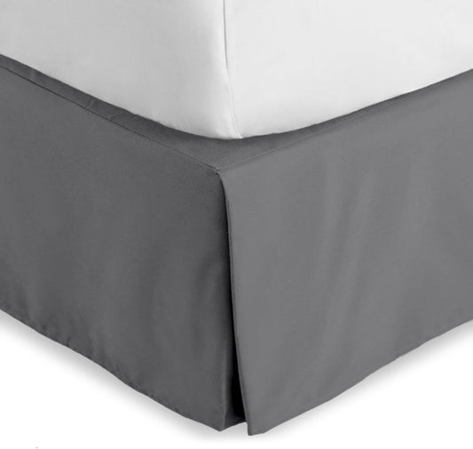 Bare Home California King 15-Inch Tailored Drop Easy Fit - Bed Skirt for Cal King Beds - Center & Corner Pleats (Grey)