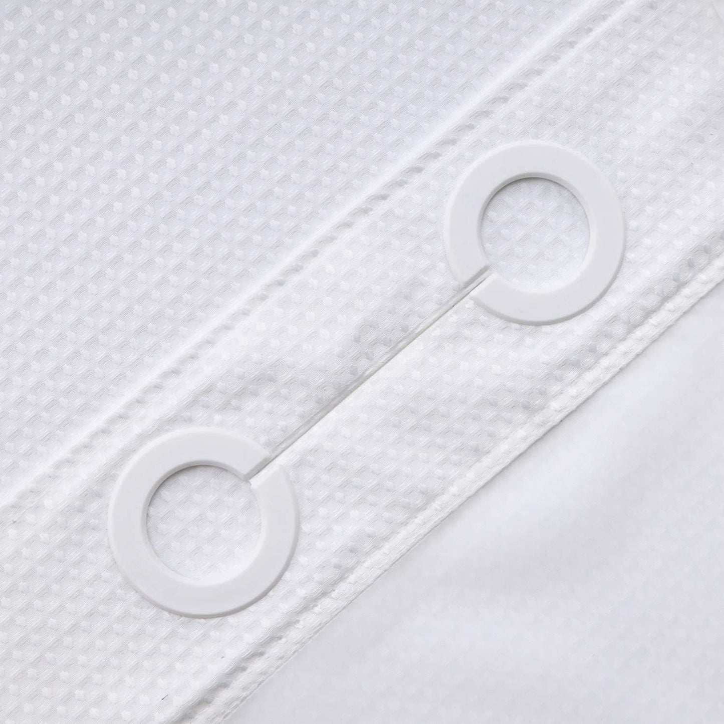 River Dream Stall Heavyweight No Hooks Required Dotted Waffle Weave Shower Curtain with Snap in Liner- 54W x 80H,Hotel Grade,Spa Like Bath Curtain,White