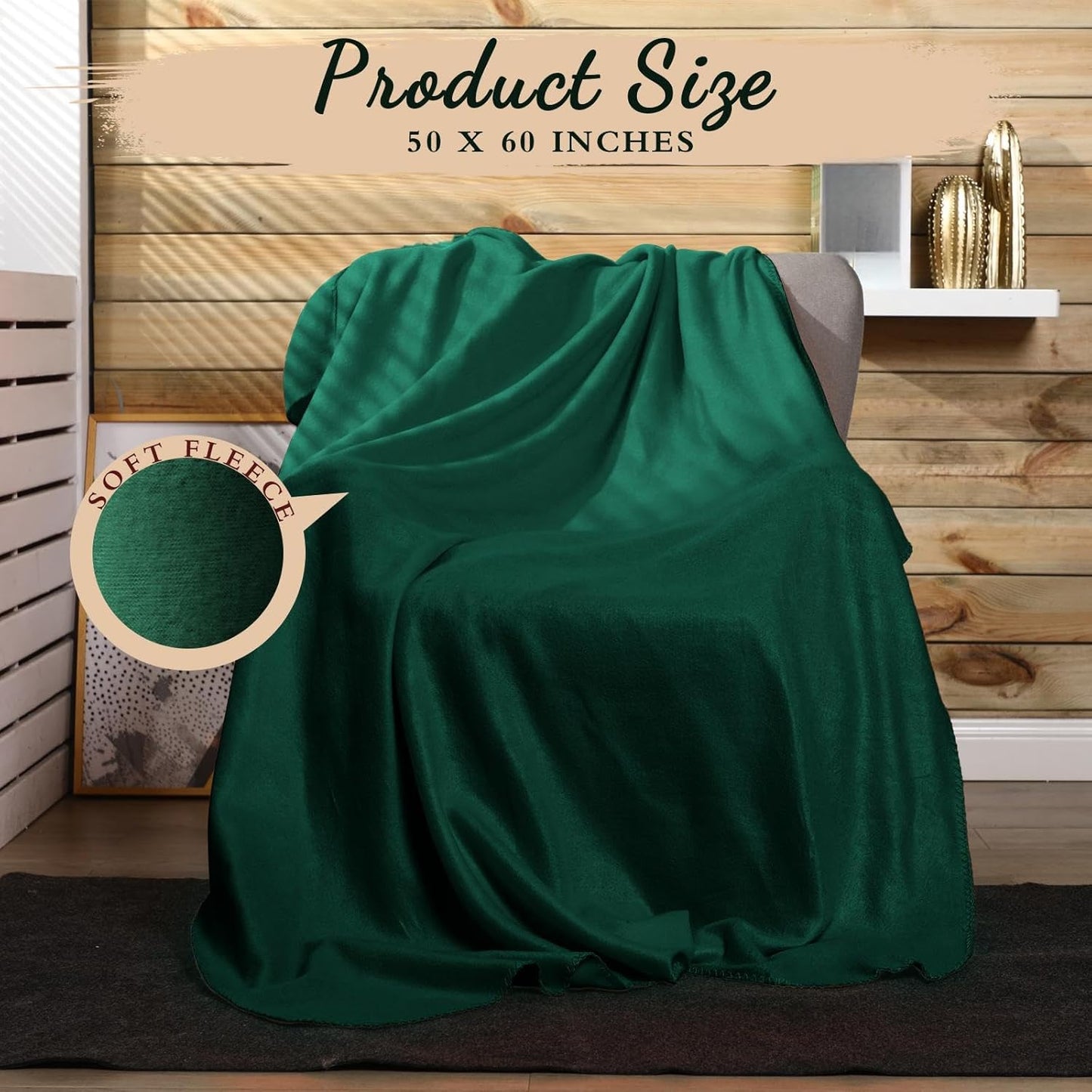 24 Packs Fleece Throw Blanket Soft Warm Lightweight Fleece Blanket Cozy Throw Bulk for Bed Couch Sofa Home Office Wedding Gifts Suitable for Seasons, 50 x 60 Inches(Turquoise Green)