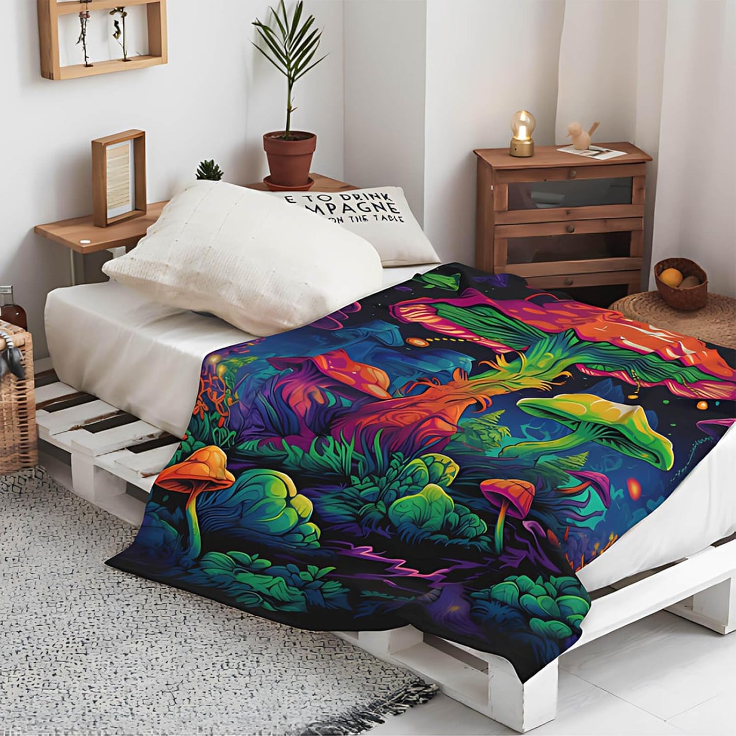 Mushroom Throw Blanket, Mushroom Gifts for Women and Men, Lightweight Fleece Home Decor, 60"×80", Machine Washable, No-Pilling