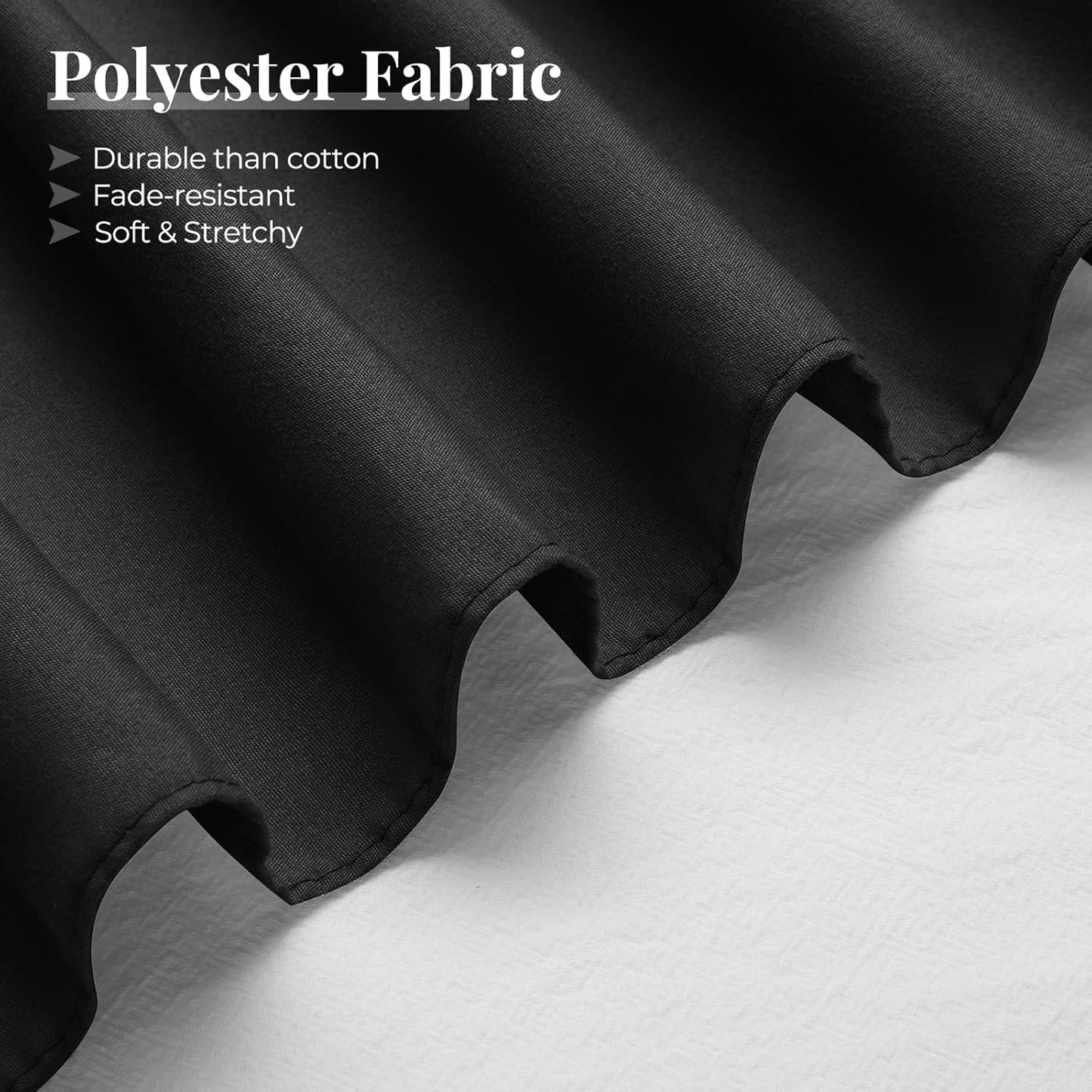 RIMELA Bed Skirting Queen Size Black Bed Skirt 12 Inch Drop, Wrap Around Elastic Adjustable Bedskirt, Dust Ruffle for Bed Frame & Box Spring Soft Durable Fabric Machine Washable Easy to Install