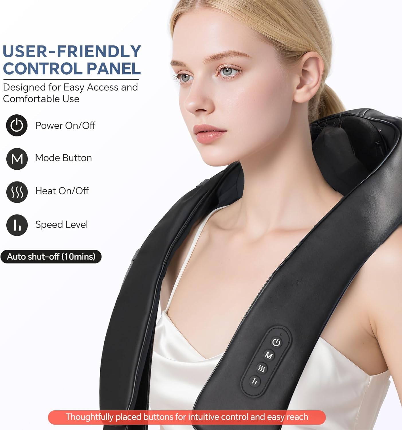 Cordless Neck Shoulder Massager with Heat for Pain Relief Deep Tissue, Upgraded Straps, Kneading, Shiatsu Back Neck Massager Pillow for Neck, Shoulders Back, Gifts for Men Women Mom Dad