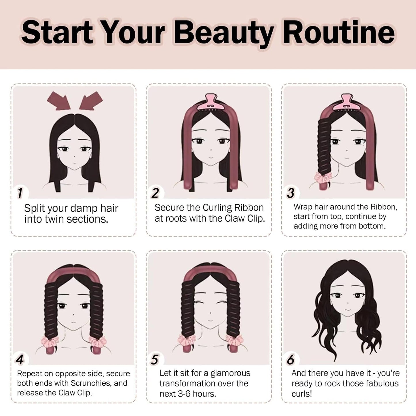 Heatless Hair Curler,Blowout Heatless Curls Overnight,No Heat Curling Rod Set with Satin Bonnet for Sleep in,Black
