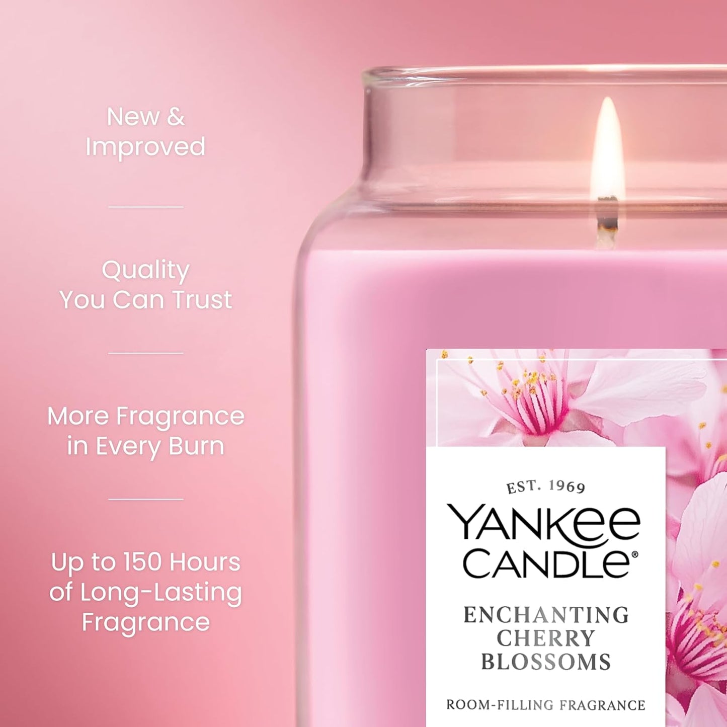 Yankee Candle Enchanted Cherry Blossoms Scented Candle, 22oz Large Jar with up to 150 Hour Burn Time, Giftable, Holidays