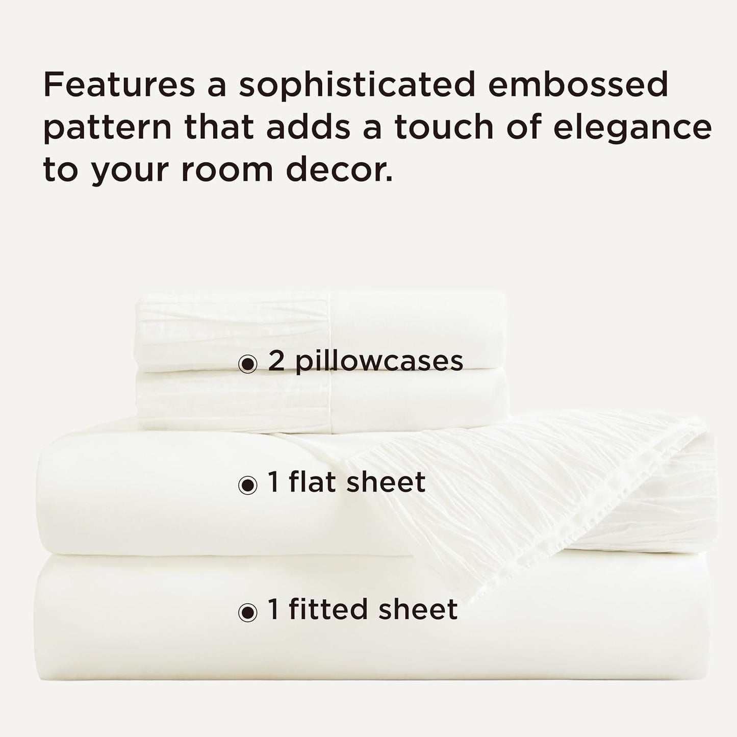 Bedsure Full Size Bed Sheets - 4 Pieces Soft Full Sheet Set - Breathable & Cooling - Hotel Luxury - Easy Care Polyester Microfiber Bedding for Women, Men, Ivory