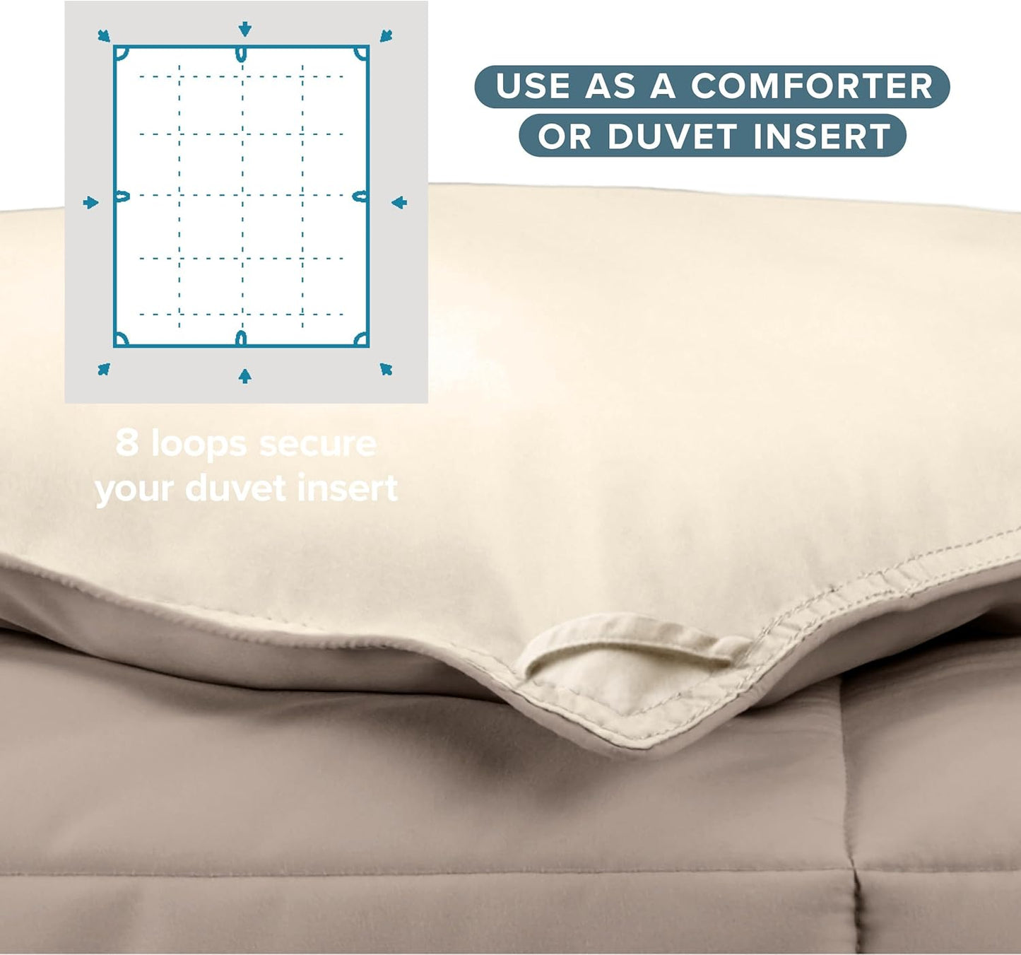 Bare Home Oversized King Comforter - Reversible Colors - Goose Down Alternative - Ultra-Soft - Premium 1800 Series - All Season Warmth - Bedding Comforter (Oversized King, Taupe/Sand)