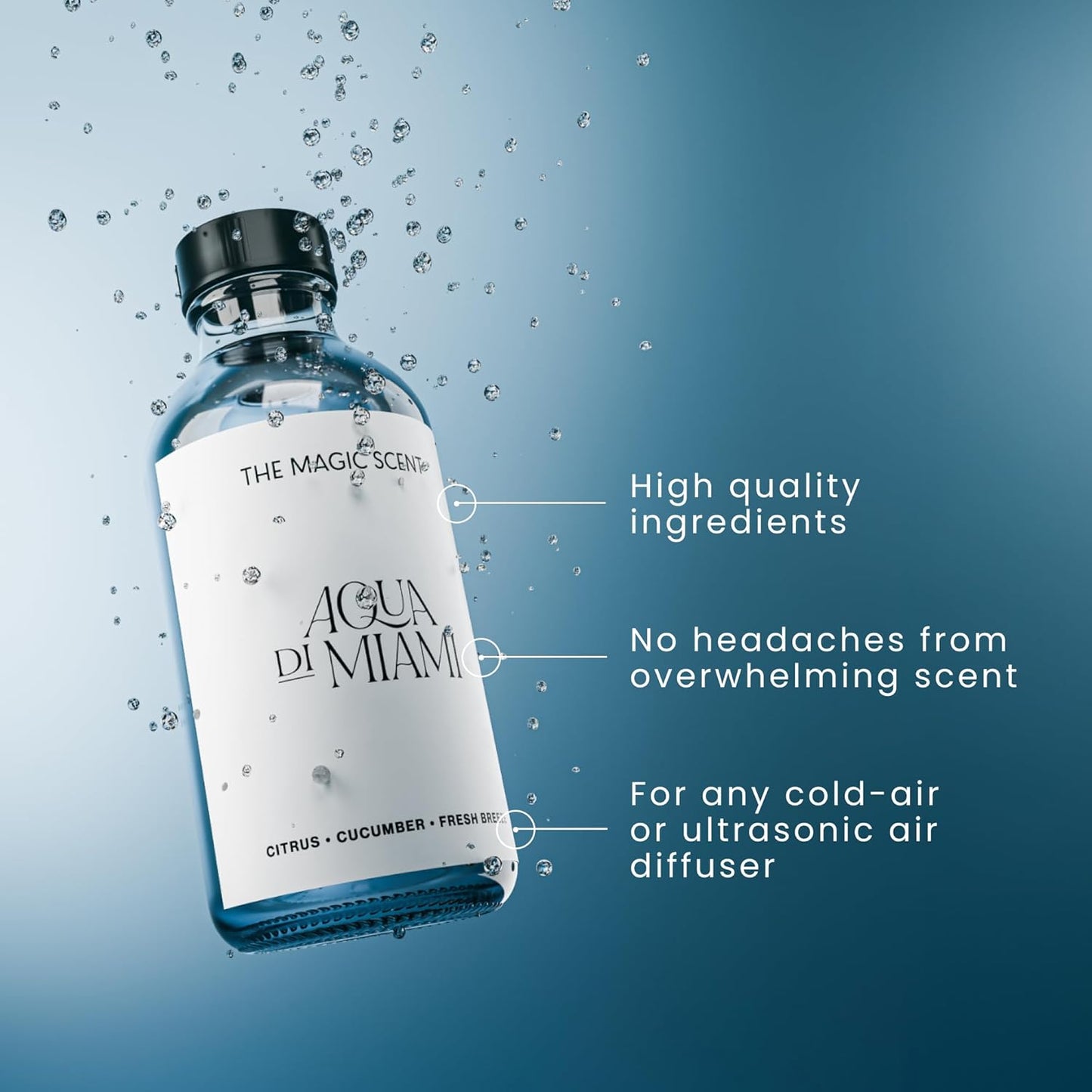 The Magic Scent Aqua di Miami Diffuser Oil - Hotel & Home Luxury Scents - Diffuser Oil Scents for Home Designed for Use in All Diffusers - 16.9 fl oz, 500 mL