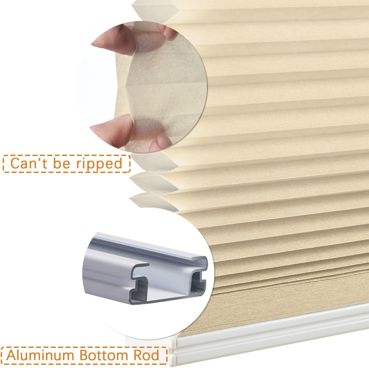 Persilux Custom Size Cellular Window Shades Cordless Roller Shades Light Filtering Honeycomb Window Blinds UV Protection Blinds for Windows, Home and Bedroom Ivory