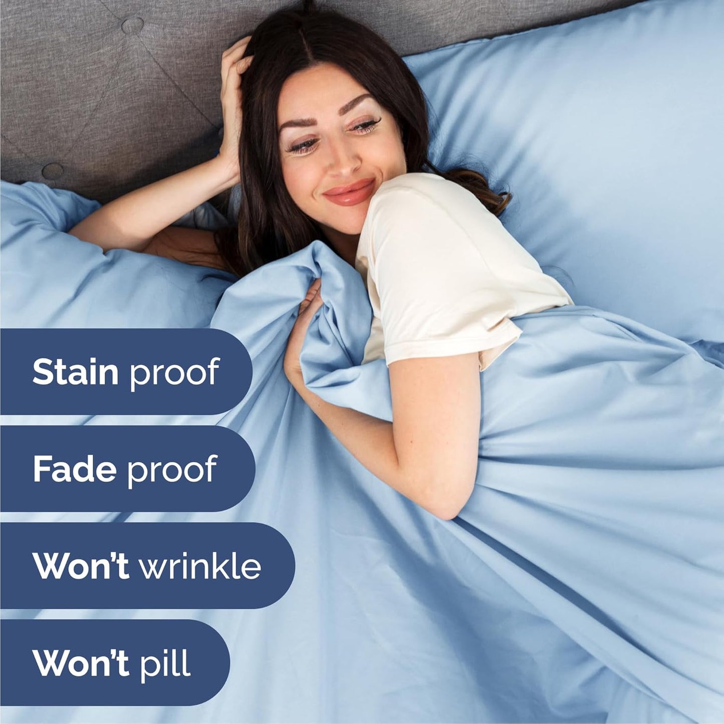 Cal King Size 4 Piece Sheet Set - Comfy Breathable & Cooling Bed Sheets Set - Hotel Luxury Bedding for Women, Men, Kids, Teens, Boys & Girls - Deep Pockets, Soft, Wrinkle Free - Oeko-Tex - Light Blue