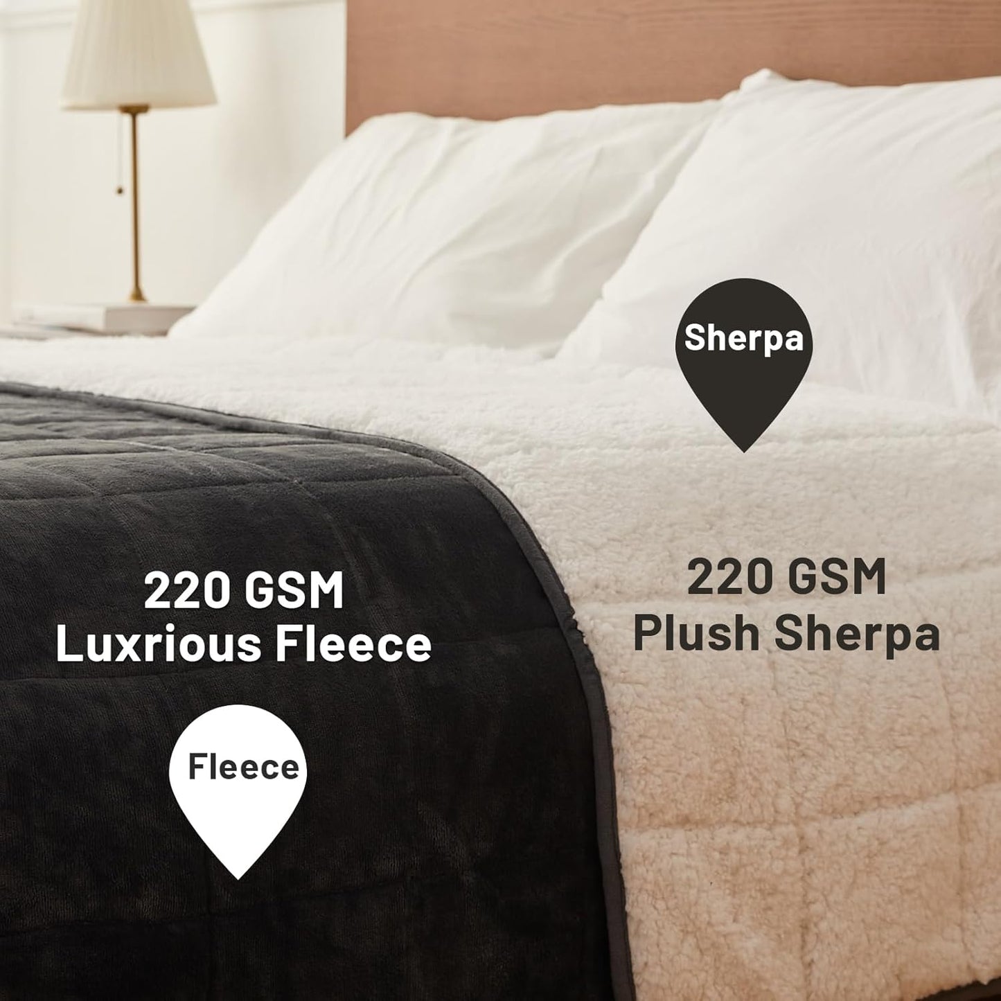 Weighted Blanket 20 lbs 60x80 inches, Sherpa Fleece Throw Blanket for Winter, Fuzzy Fluffy Soft Cozy Heavy Blanket for Couch Sofa, Plush Thick and Warm Blanket Queen Size Bed
