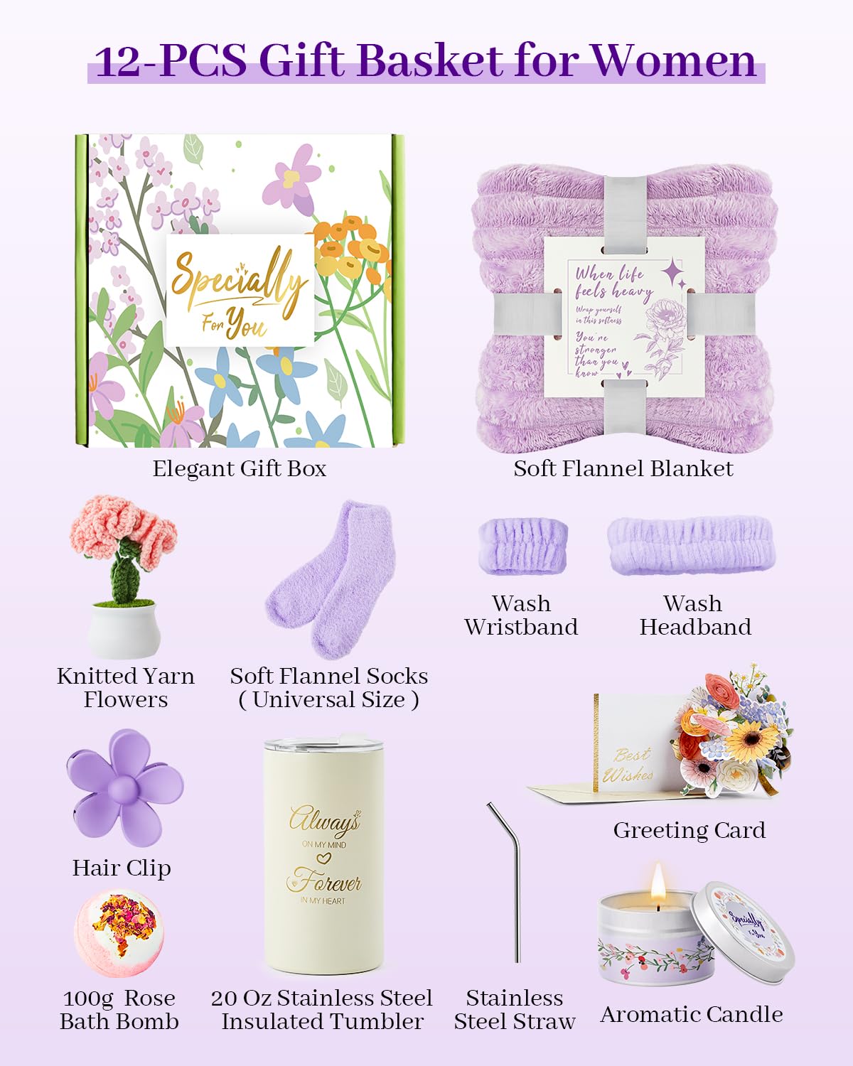 Birthday Gifts for Women, Care Package Get Well Soon Gift, Relaxing Spa Gift Baskets Unique Gifts for Women, Thinking of You Gifts Christmas Gift for Mom, Wife, Sister, Best Friend