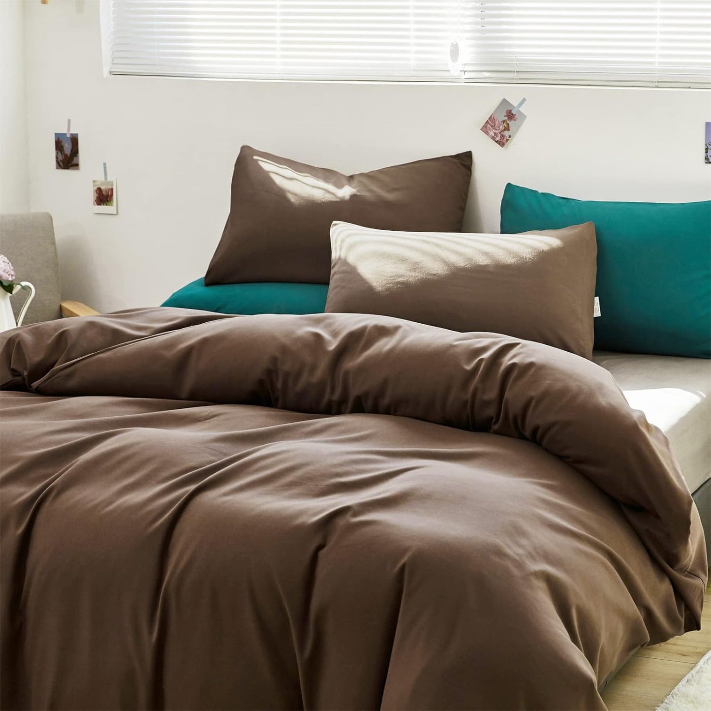 Cottonight Brown Comforter Set Twin Men Boys All Brown Bedding Comforter Set Dark Color Quilts Blanket 3 Piece Breathable Soft Comforter with 2 Pillowcases for Adults Teens Kids Twin Bed