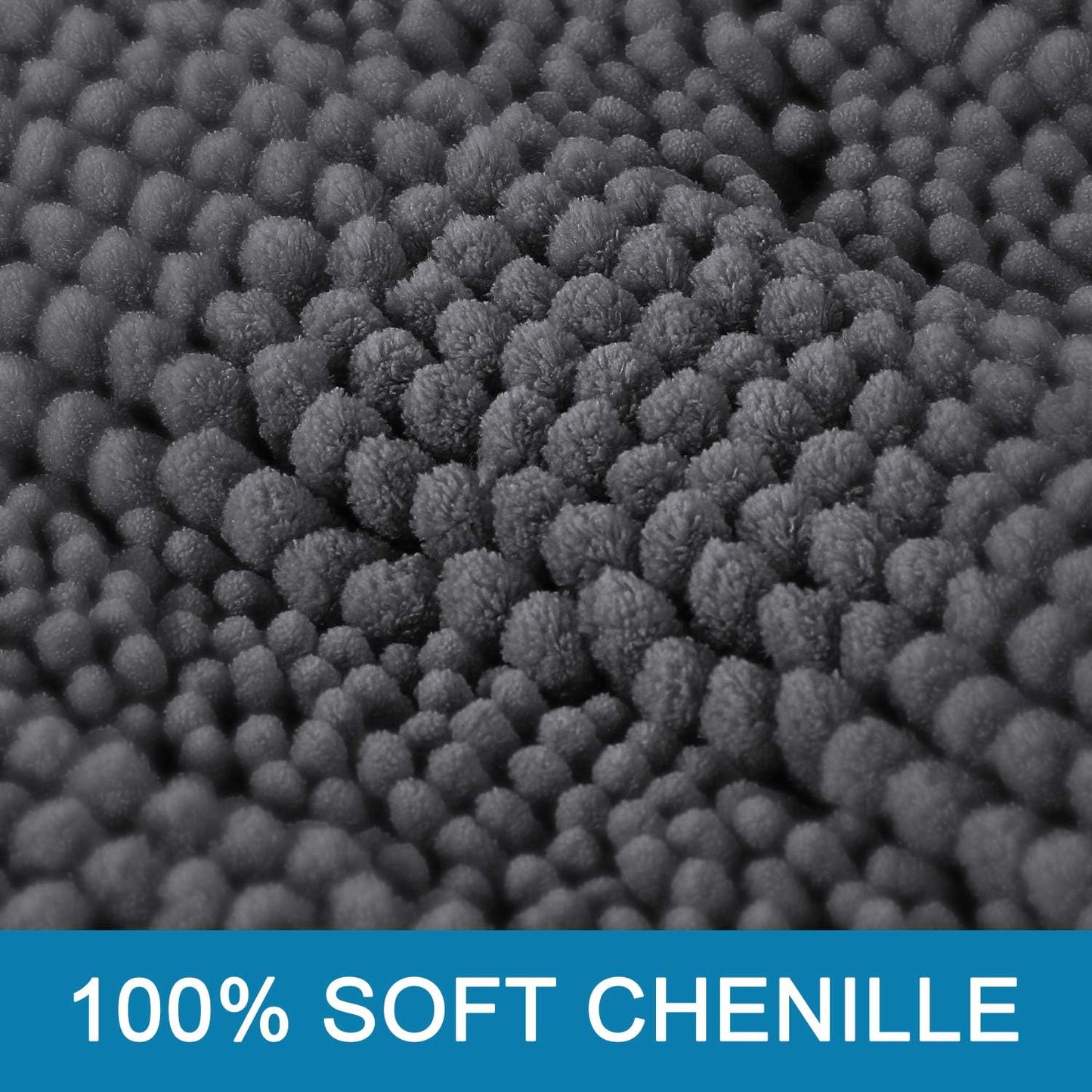 H.VERSAILTEX Bathroom Rugs Bath Rugs Non Slip Bath Mats Extra Thick Chenille Striped Rug 17" x 24" Absorbent Soft Shaggy Washable Dry Fast Bath Mats for Bathroom Floor - Grey