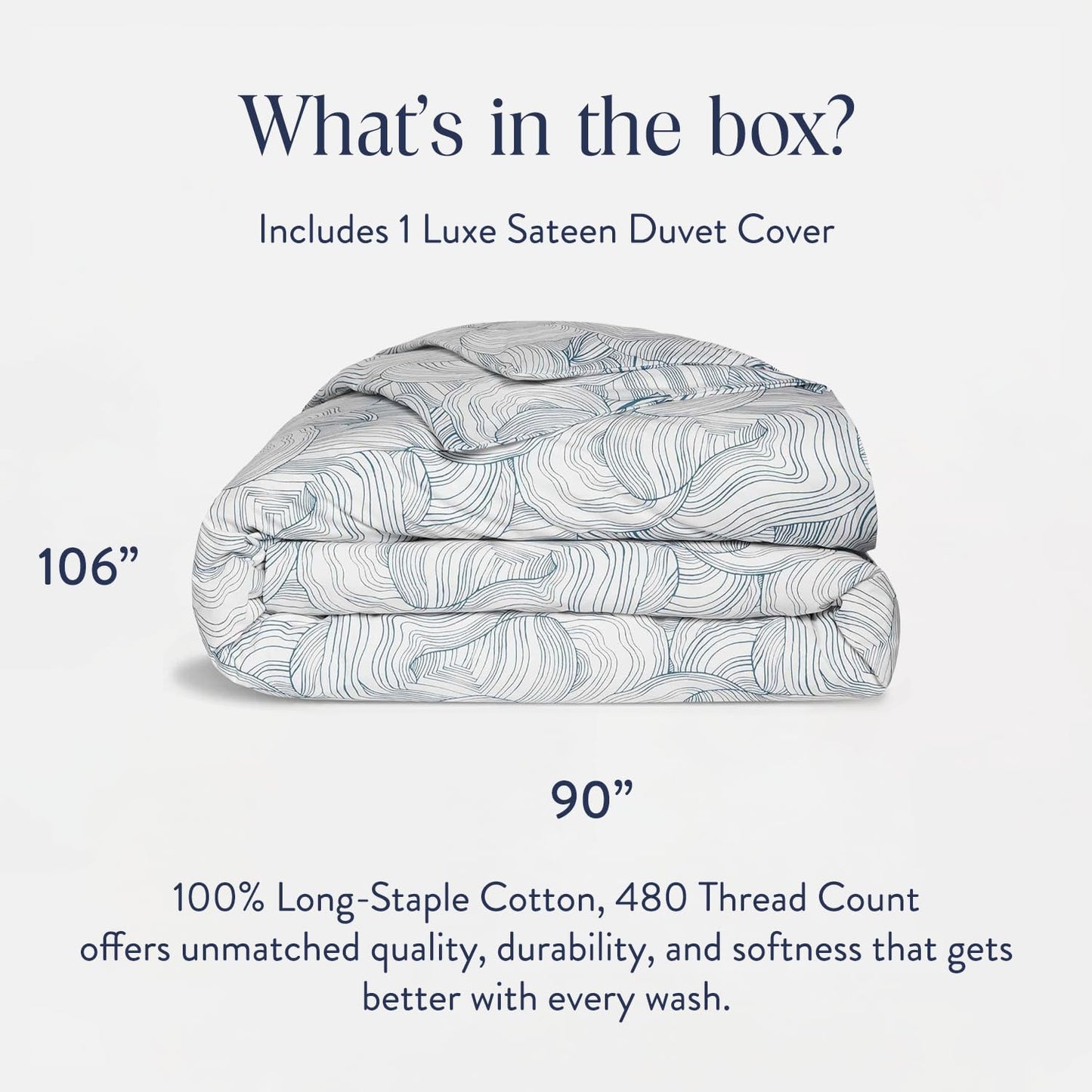 Brooklinen Luxury Sateen Duvet Cover - 100% Cotton, King/California King Size in Oyster Blue with Extra-Long Corner Ties and Button Closure - Best King/Cali King Duvet Covers