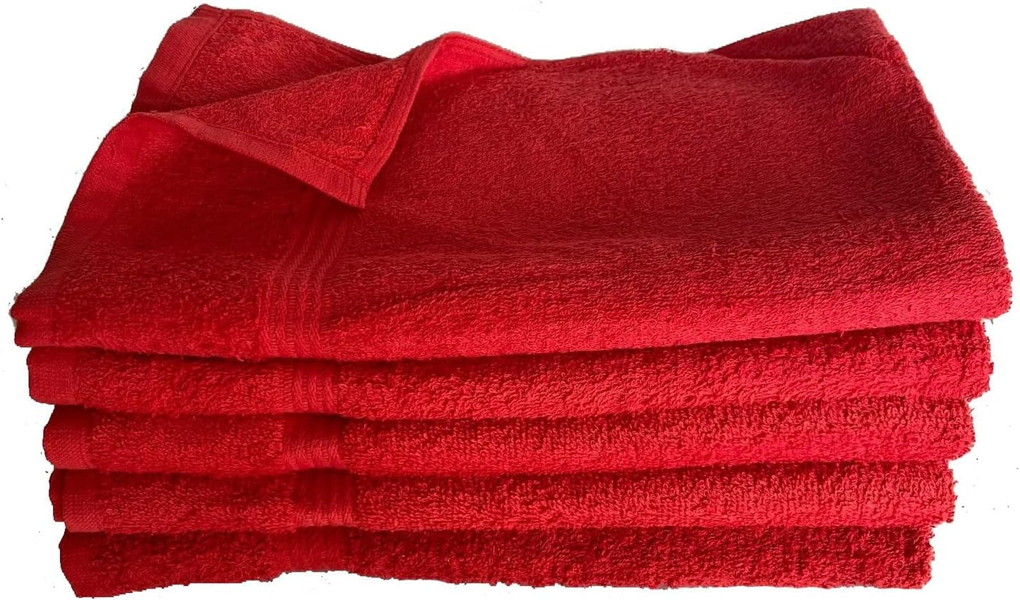 Towel Supercenter 16X27 Cotton Hand Towels (12Pack-24Pack-36Pack-60Pack-120Pack) for Hair, Nail, Tanning Salons, Golf Course (60, RED)