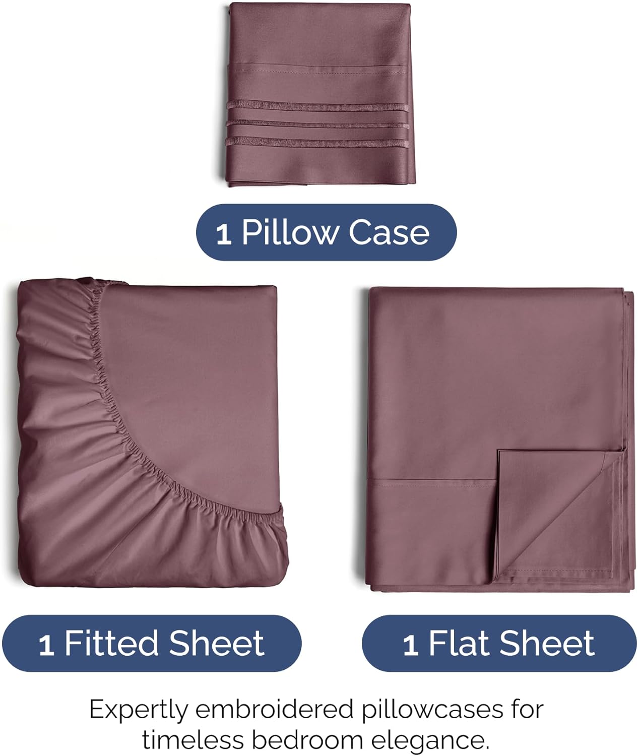 Twin XL Size 3 Piece Sheet Set - Extra Soft, Breathable & Cooling Sheets - Hotel Luxury Durable Bed Sheets for Women & Men - Deep Pockets, Easy-Fit & Wrinkle-Free Sheets - Cool Plum Oeko-Tex Sheets