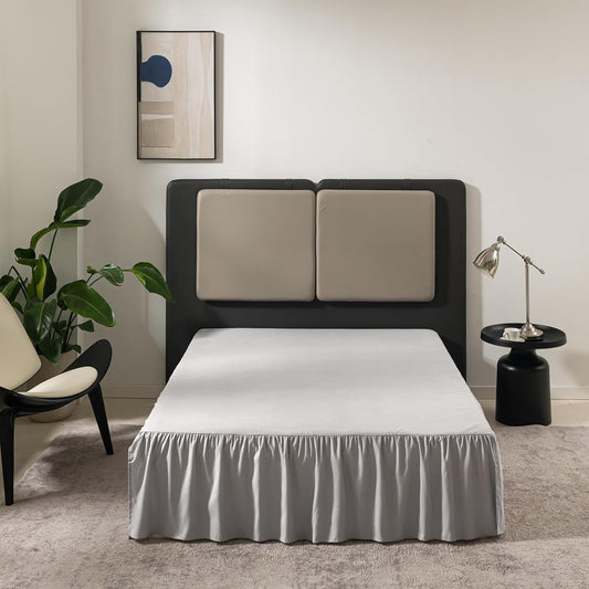 Bed Skirt Queen Size Ruffled Bed Skirt with Split Corners, Queen Bed Skirt 12 Inch Drop, TSUTOMI Queen Size Bed Skirt Light Grey for Ruffled Bed Skirt with Split Corners, Bed Skirt Queen Size