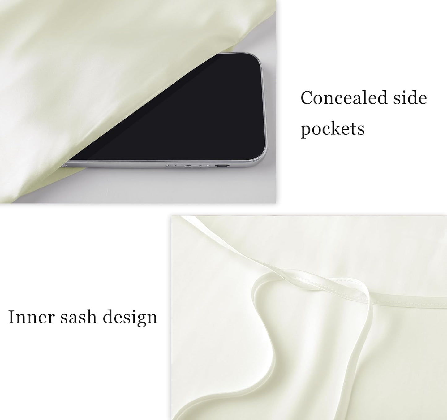 PRODESIGN Satin Kimono Robe Long Silky Bathrobe with Ostrich Feather Trim Sleepwear Wedding Bridesmaid Dressing Gown