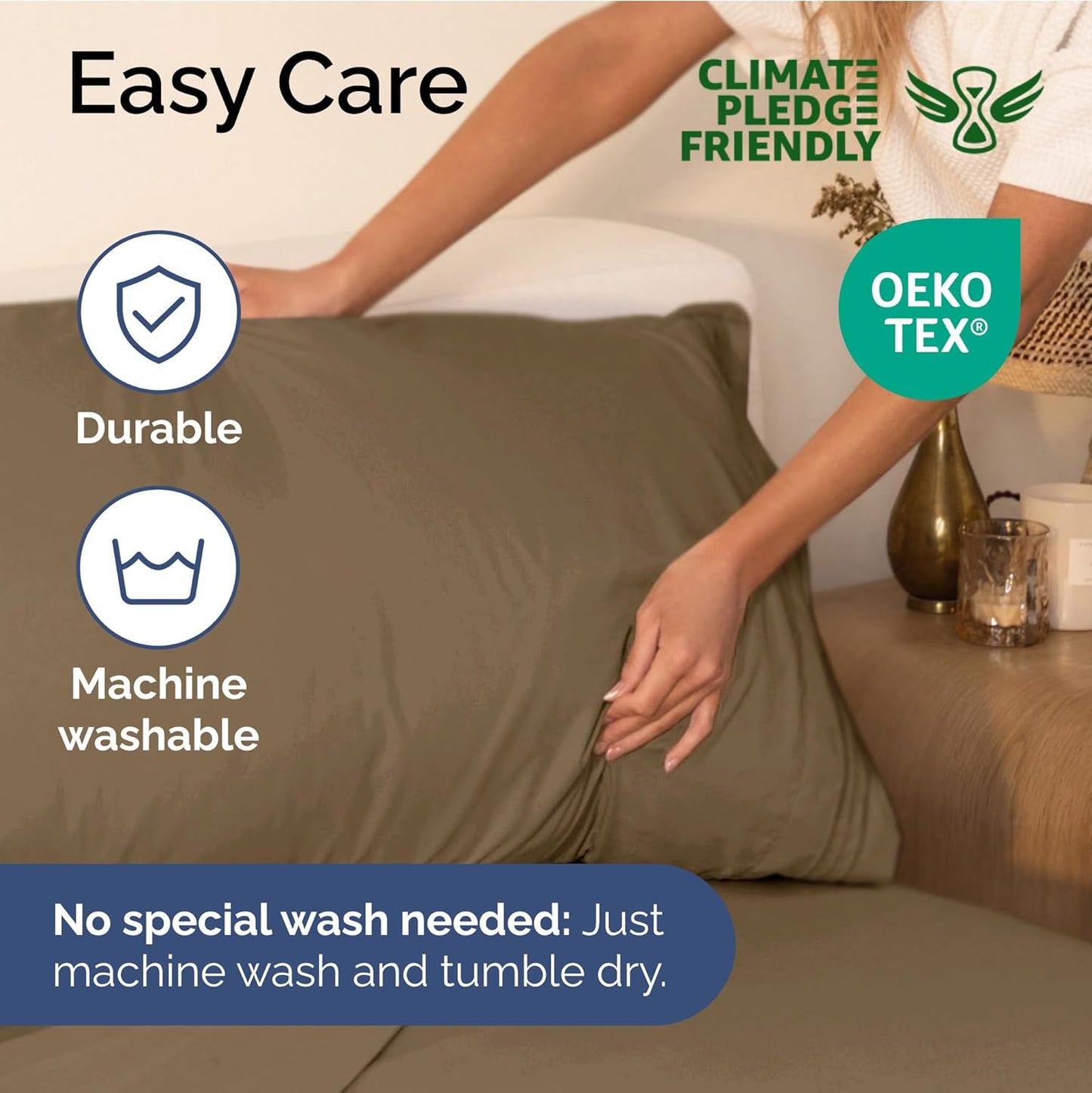 Cal King Size 4 Piece Sheet Set - Extra Soft, Breathable & Cooling Sheets - Hotel Luxury Bed Sheets for Women & Men - Deep Pockets, Easy-Fit & Wrinkle-Free Sheets - Neutral Brown Oeko-Tex Bed Sheets