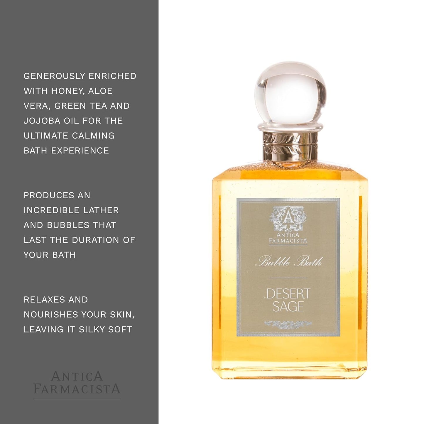 Antica Farmacista Bubble Bath - Relaxing Foam Bath with Honey, Jojoba Oil & Aloe Vera - Luxury Gift for Any Occasion - Desert Sage, 16 fl oz