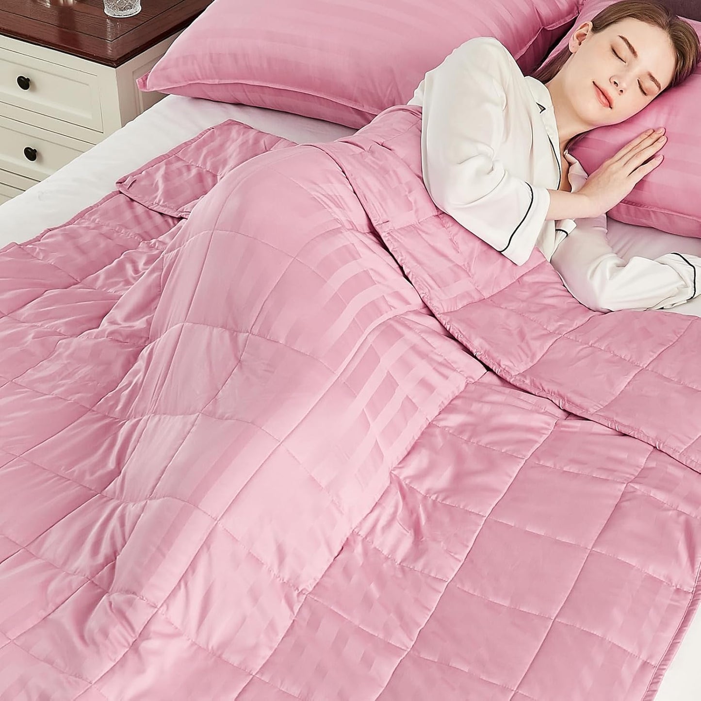 Weighted Blanket Twin Size (48"x72" 20lbs),Ultra Soft and Cozy Cooling Weighted Blanket Twin Size for Adult,Heavy Blanket with Machine Washable Soft Blanket, Pink