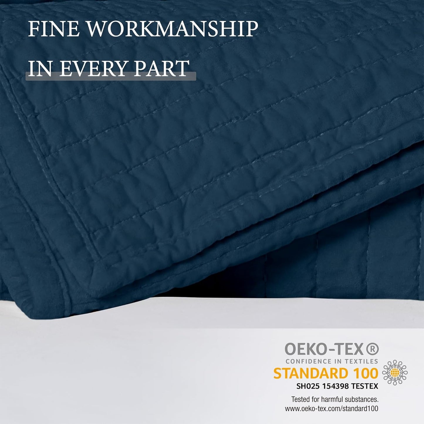 ELEGANT LIFE HOME Velvet Quilt Twin Reversible Royal Cotton Velvet Pic-Stitch Bedding Quilt - Twin - 68'' x 90'', Navy