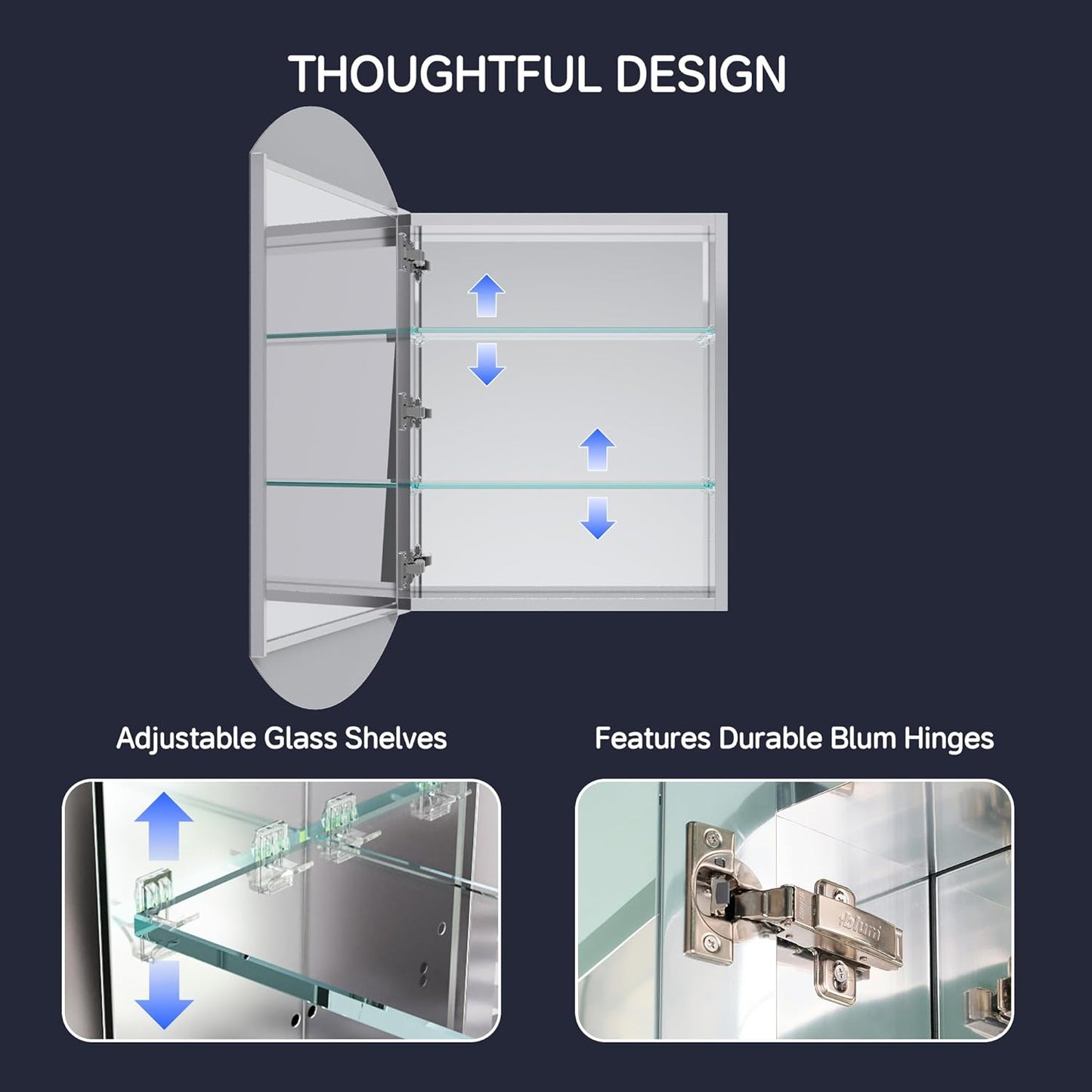 Medicine Cabinet 20" x 32", Bathroom Medicine Cabinet with Mirror, Recessed Medicine Cabinets with Adjustable Shelves, Soft-Closing Door, and Aluminum Alloy Frame - Reverse Installation, Silver