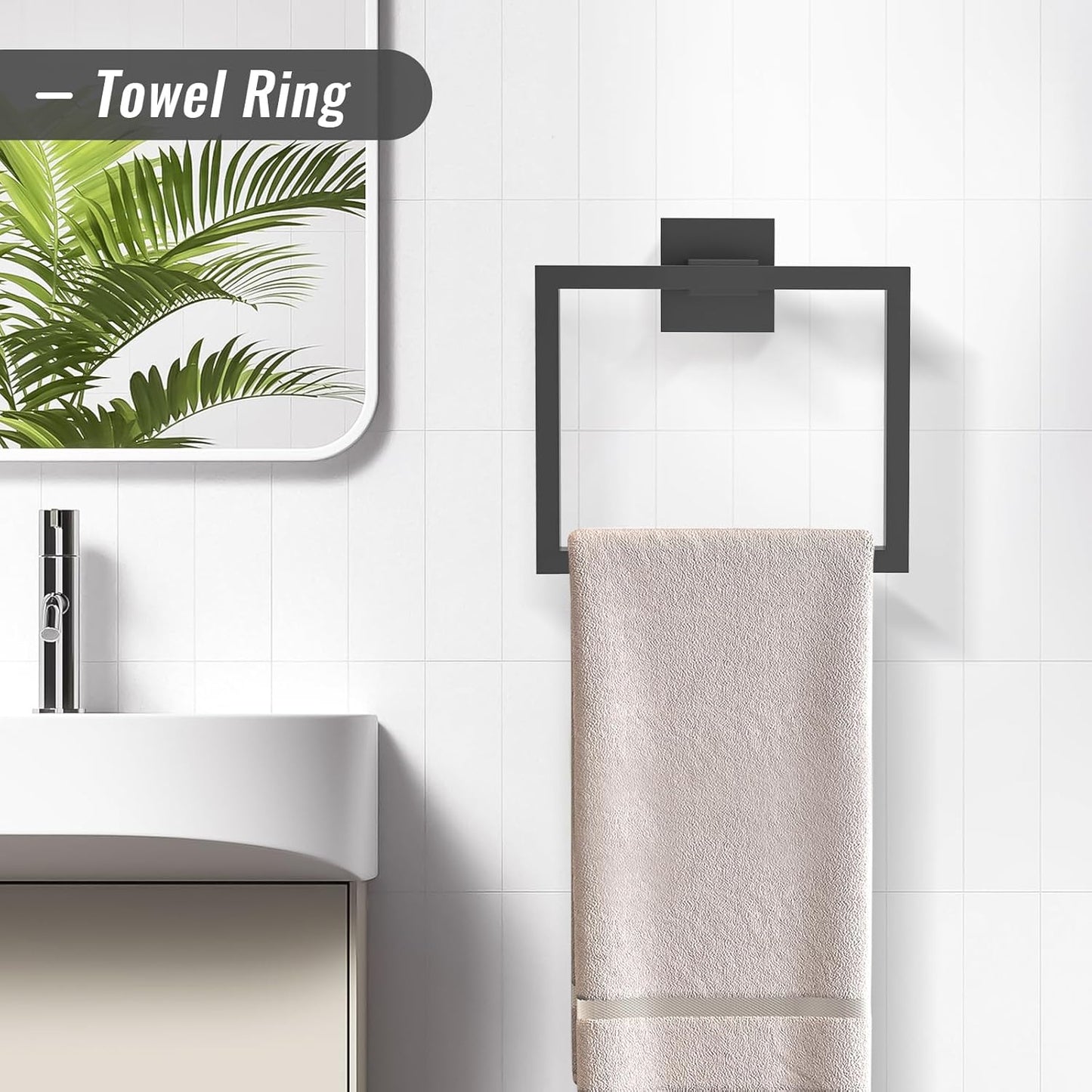 YACVCL 5 Pieces Matte Black Bathroom Hardware Accessorie Set 23.6 Inch Towel Bar Set SUS304 Stainless Steel Towel Rack&Holder Set for Bathroom,Toilet Paper Holder with Shelf Wall-Mounted
