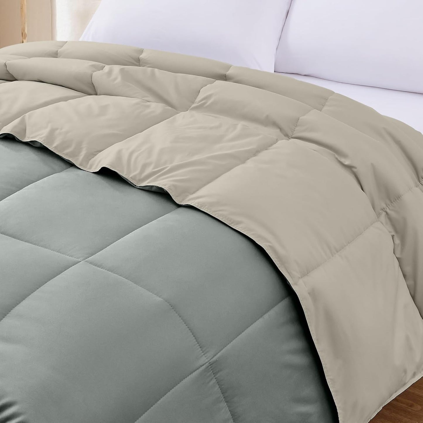 Modern Threads Down Alternative Reversible Comforter Sage Green/Cream California King