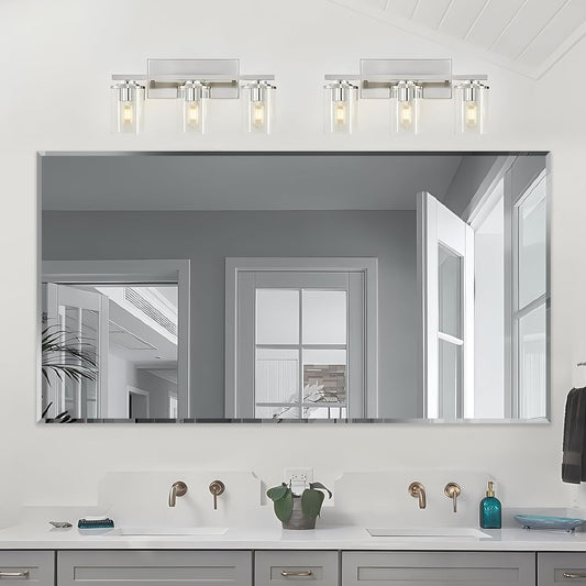 60x36 Inch Bathroom Mirror Frameless Beveled Edge Rectangle Wall Mirror Explosion Proof and Shatterproof Bathroom Vanity Mirror Wall Mounted Hang Firmly (Horizontal or Vertical)