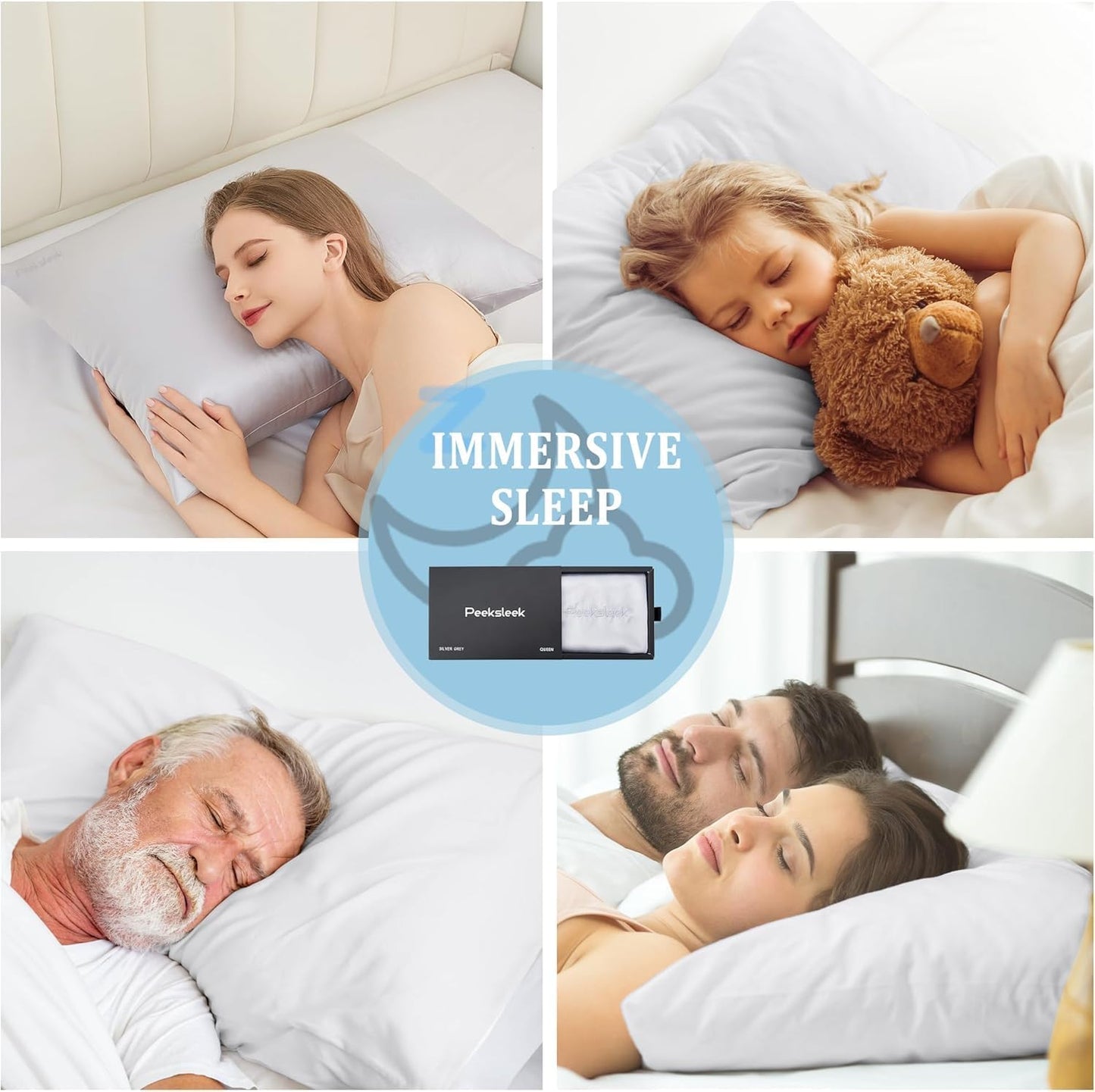 100% Mulberry Silk Pillowcases with Zipper– Luxurious, Anti-Aging Pillow Covers, 22 Momme 6A Grade Silk Pillow Cases 2 Pack for Hair and Skin Care (Silver Grey, King (U.S. Standard))