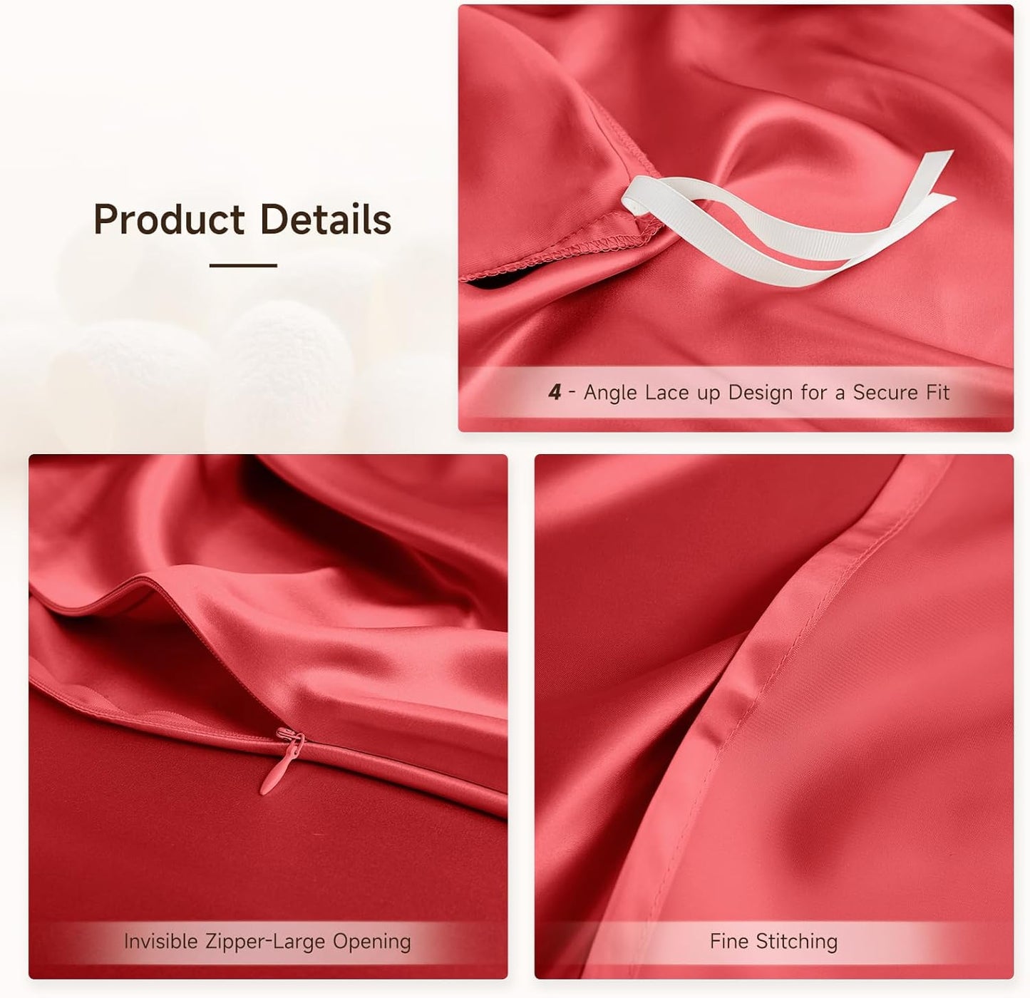 THXSILK 100% Pure Mulberry Silk Duvet Cover Set 3 Piece, 6A+ Grade Luxury Soft Bedding Silk Sheets for Hair and Skin, 1 Pcs Duvet/Quilt/Comforter Cover with 2 Zippered Pillowcases (Red, Twin)