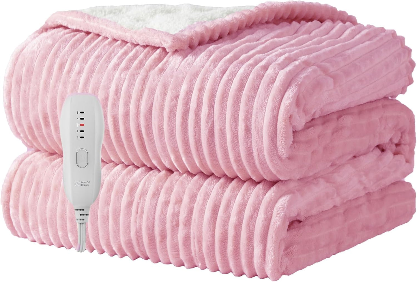 Heated Blanket Electric Blanket Throw 50”X60”-Heating Throw with 5 Heat Settings-3 Hours Auto Off,ETL Certified,Machine Washable (Pink)