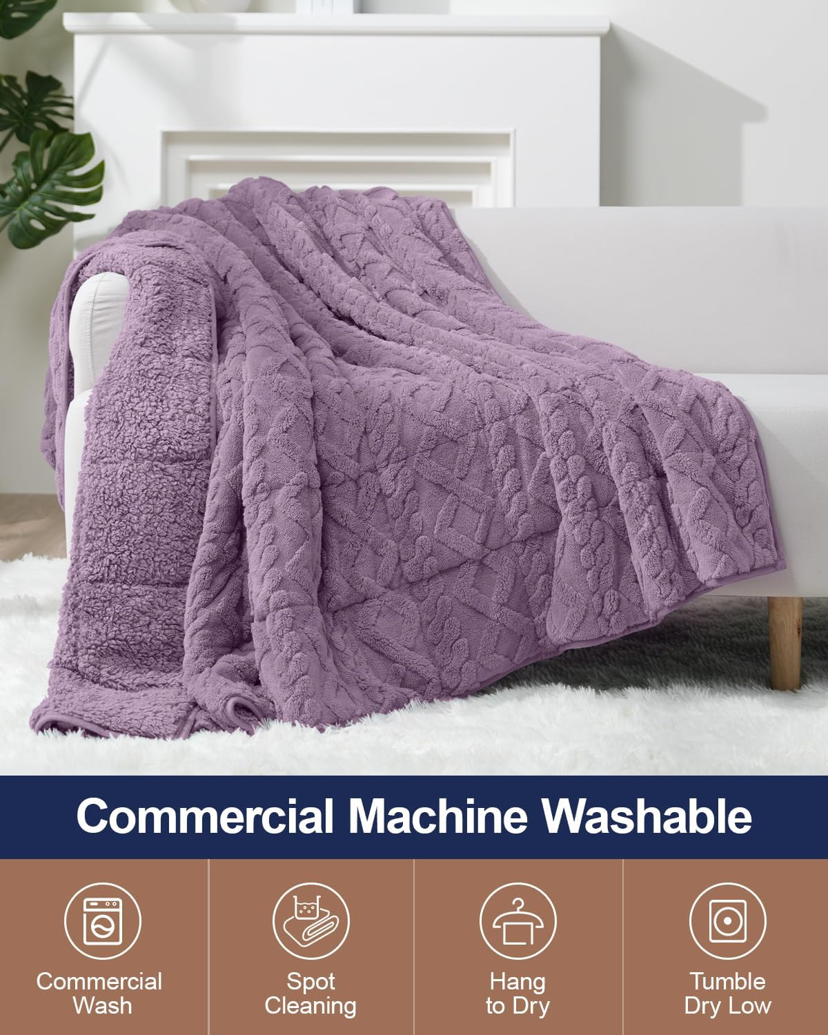 Super Fuzzy Soft Sherpa Fleece Weighted Blanket, 15 lbs Dual Sided Fluffy Heavy Weighted Blankets for Adults - No Bunching with Double Layers of Soft Inner Lining (48"x 72", 15 Pounds)