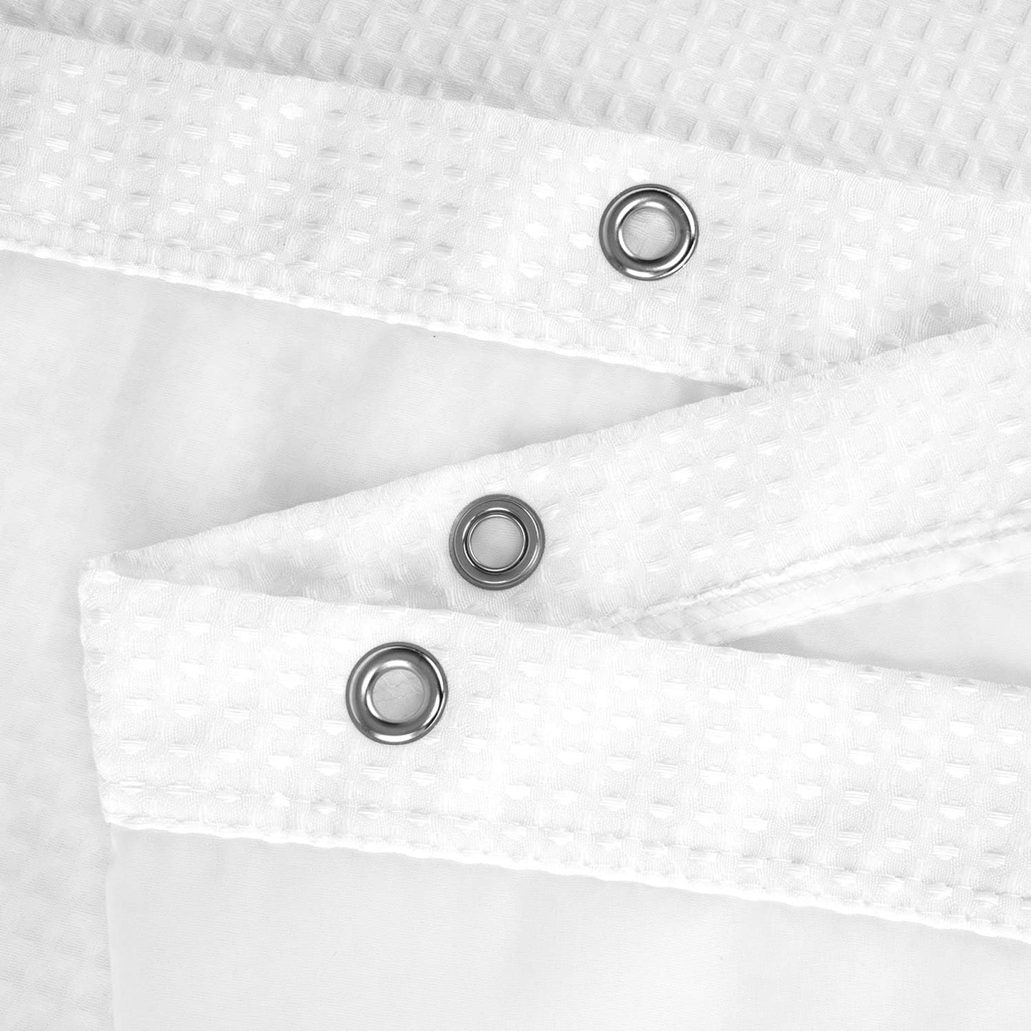 N&Y HOME 54 Inch Waffle Weave Shower Curtain with Snap-in Fabric Liner & 12 Metal Hooks Set - 54" x 72" Shower Stall Size, Hotel Style & Mesh Top Window, Machine Washable - White, 54x72