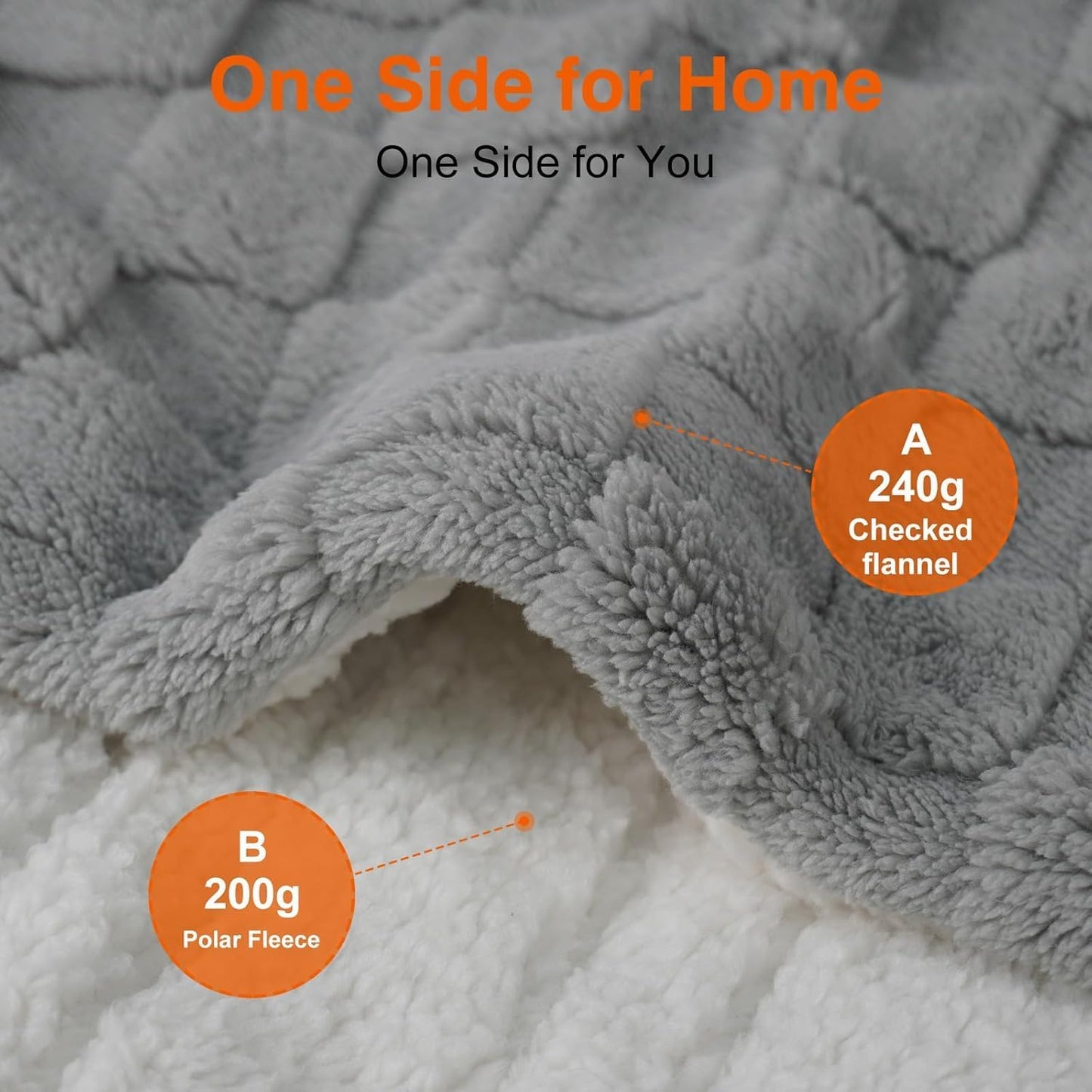Electric Blanket, Heated Blanket with 6 Heat Levels & 10 Hours Auto Off, Soft Checked Flannel Fast Heating Blanket with ETL & FCC Certification (Gray, 90"X100")