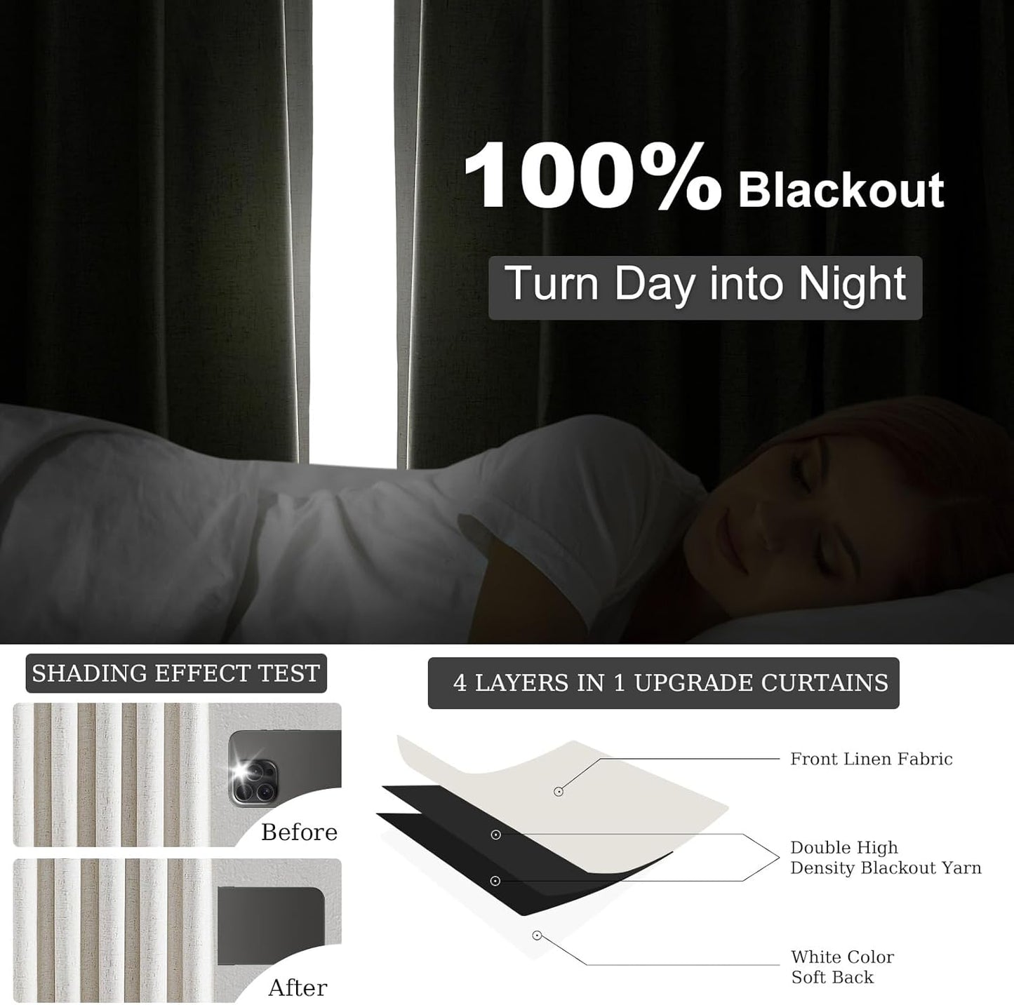 Topfinel 120 Inches Long Extra Long Pinch Pleat Faux Linen Curtains for Living Room,Neutral Beige 100 Percent Blackout Floor to Ceiling Farmhouse Sound Absorbing Drapes 2 Panels for Track System 10 FT