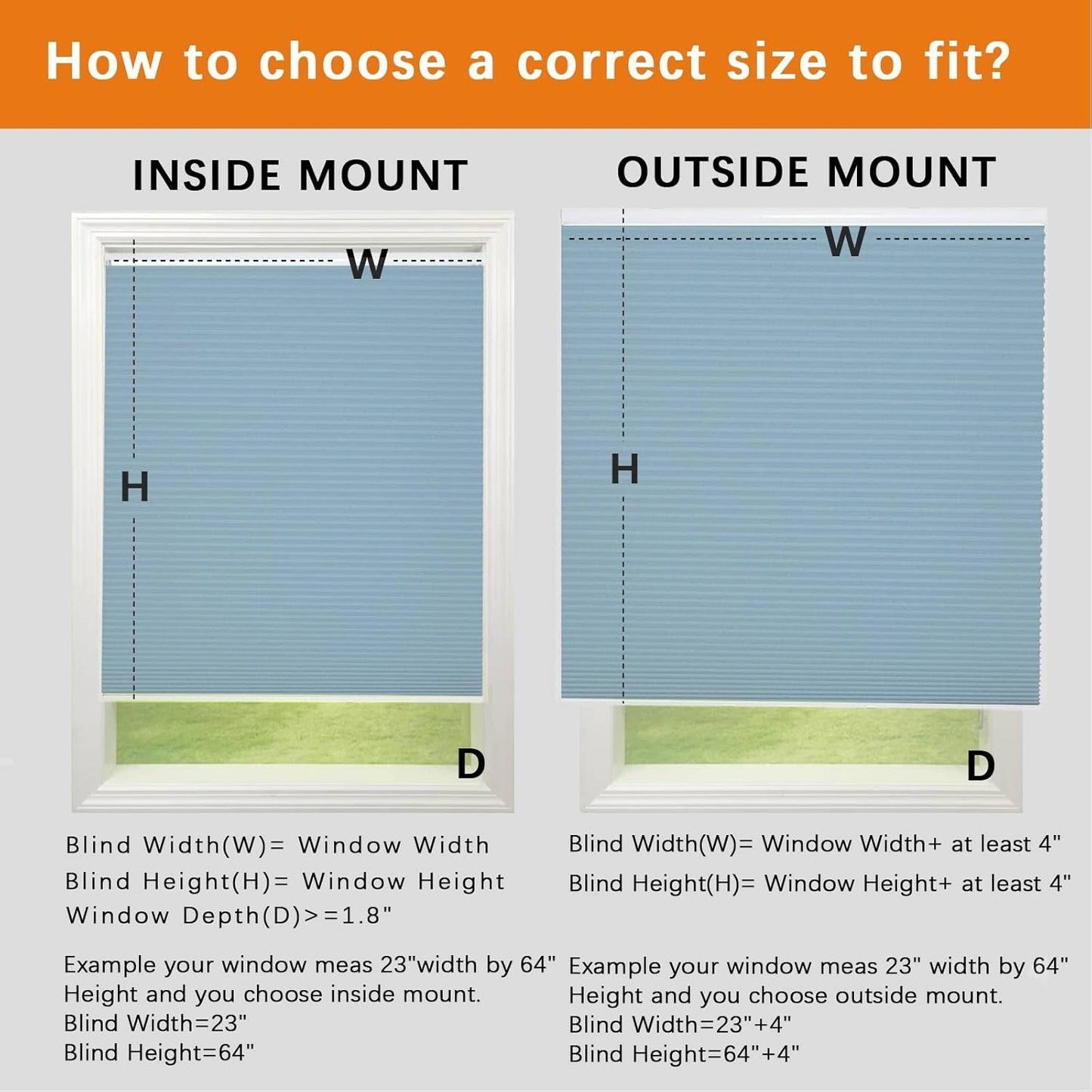 Persilux Light Filtering Cellular Window Shades Cordless Shades Bottom up UV Protection Room Darkening Honeycomb Blinds for Windows, Home and French Doors, Blue, 37" W x 48" H