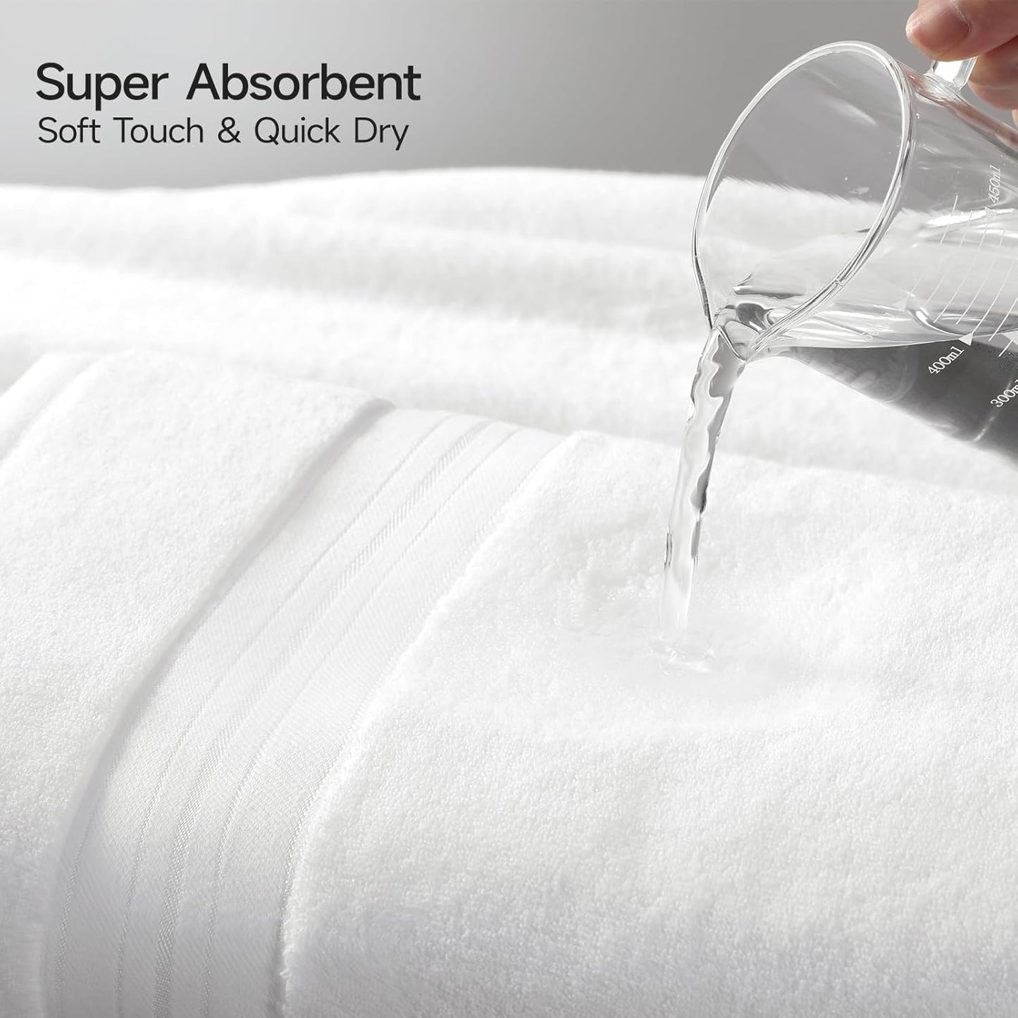 REDKISS 100% Cotton Bath Towels Set of 4, Extra Large Bath Sheets 27 X 59 Inches, 600 GSM, Quick Dry, Ultra Soft & Super Absorbent Bathroom Towel Sets for Bathroom, Gym, Spa, Pool & Hotel, White