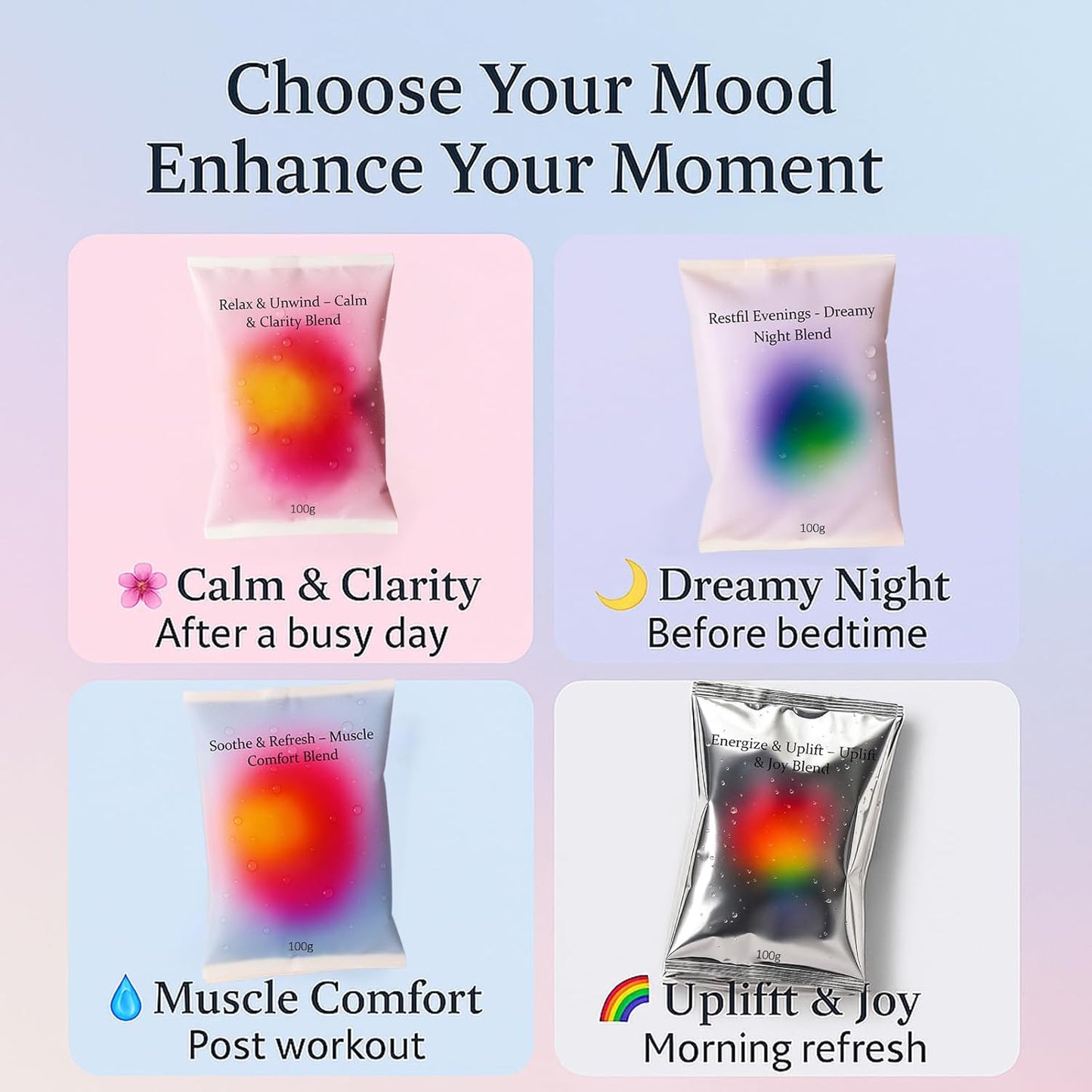 Flewdstress Care Magnesium Bath Soak Set – 12 Soaks, 4 Relaxing Varieties – for Relaxation, Restful Nights, Muscle Comfort & Uplifted Mood